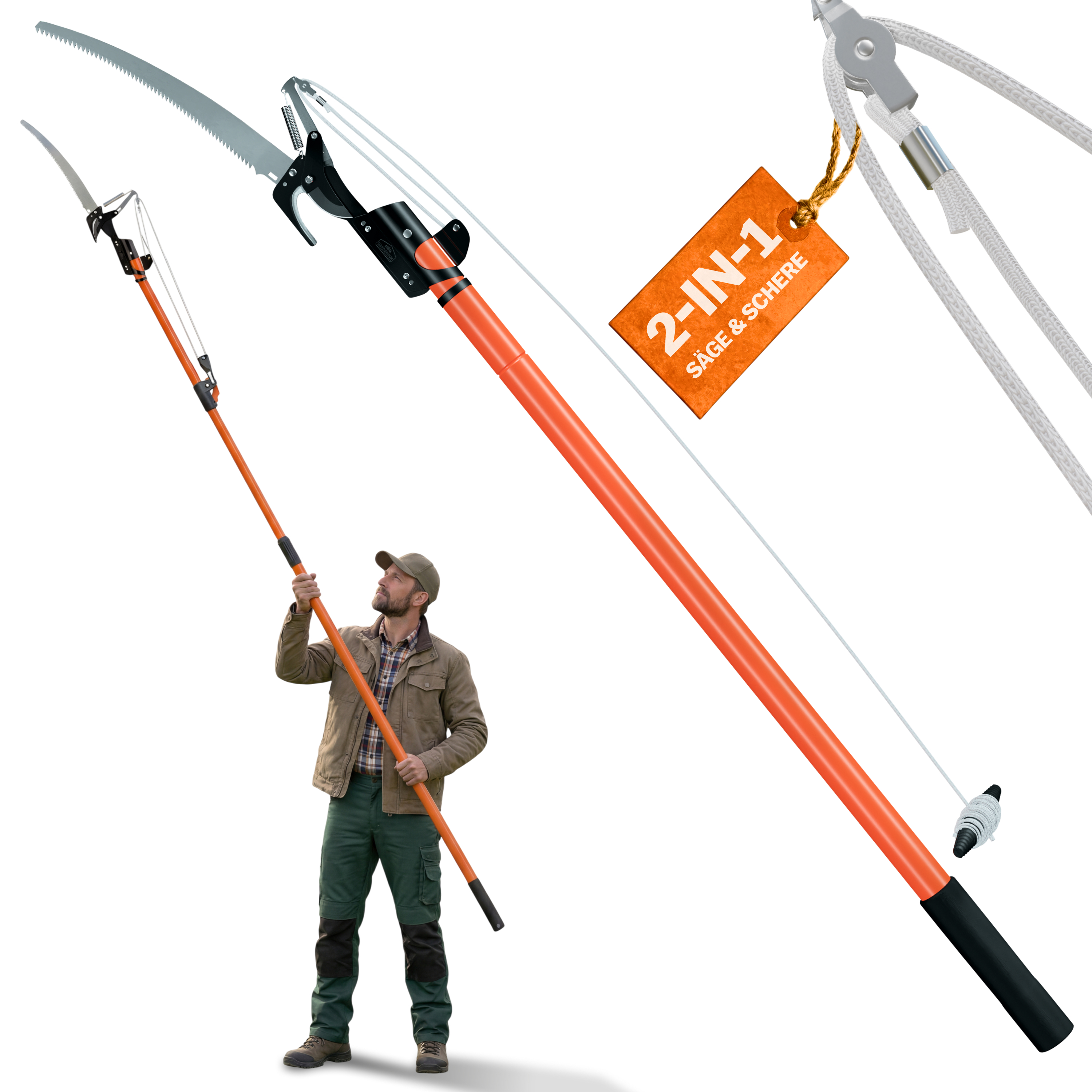 Telescopische\u0020Takkenzaag\u0020met\u0020Snoeischaar\u0020Oranje\u00202,60m