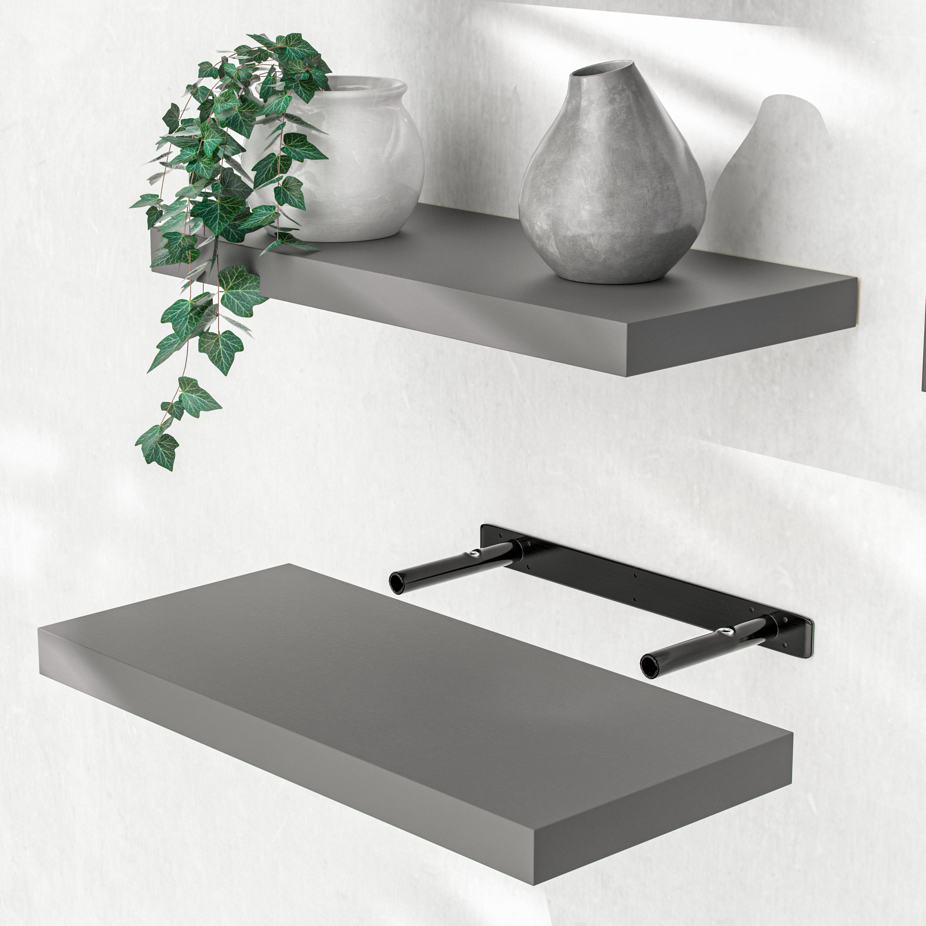 Wandplank\u0020Zwevend\u0020Mat\u0020Grijs\u0020MDF\u002050x23x3,8cm