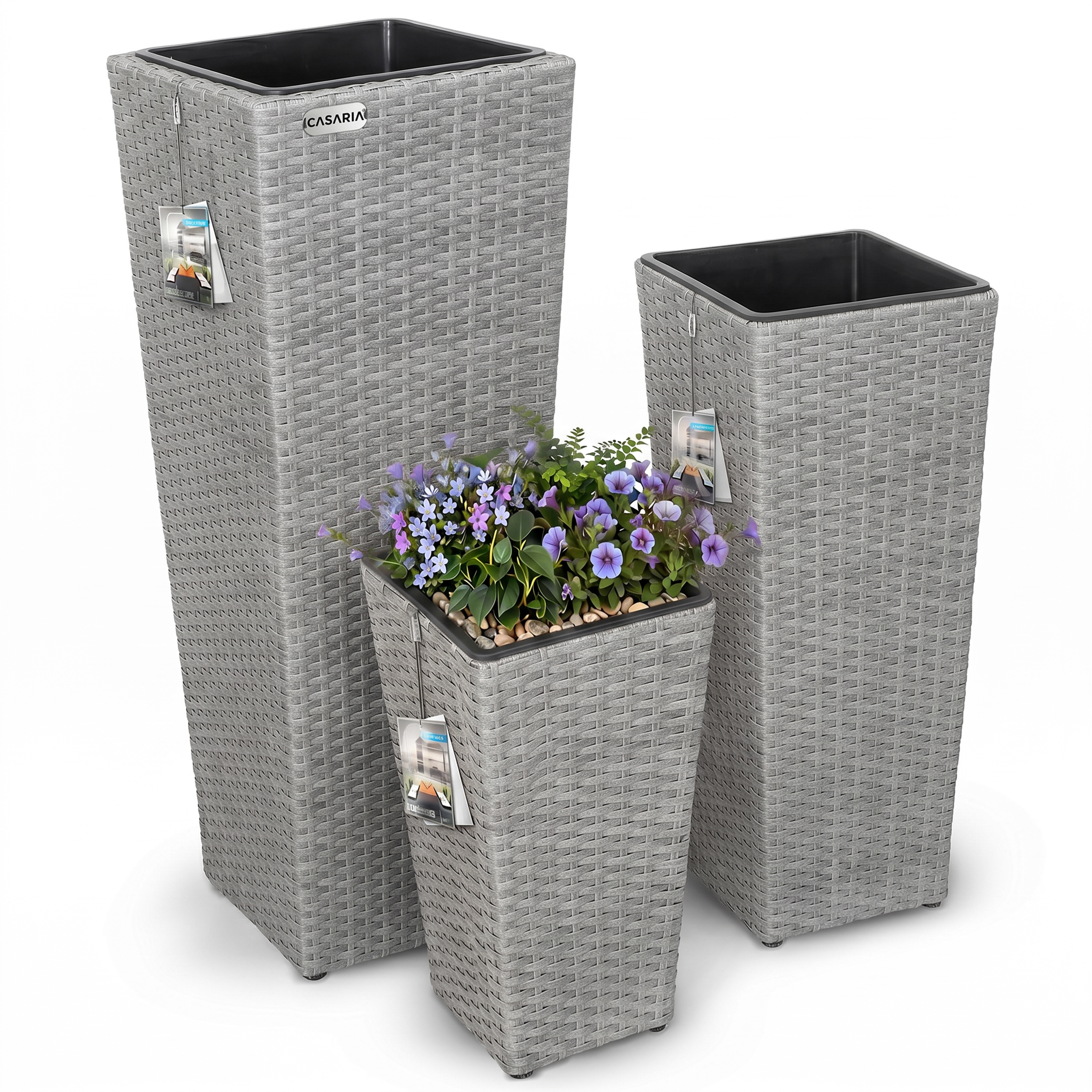 Polyrattan\u0020Bloembak\u0020Set\u0020van\u00203\u0020Grijs Polyrattan\u0020Bloembak\u0020Set\u0020van\u00203\u0020Grijs