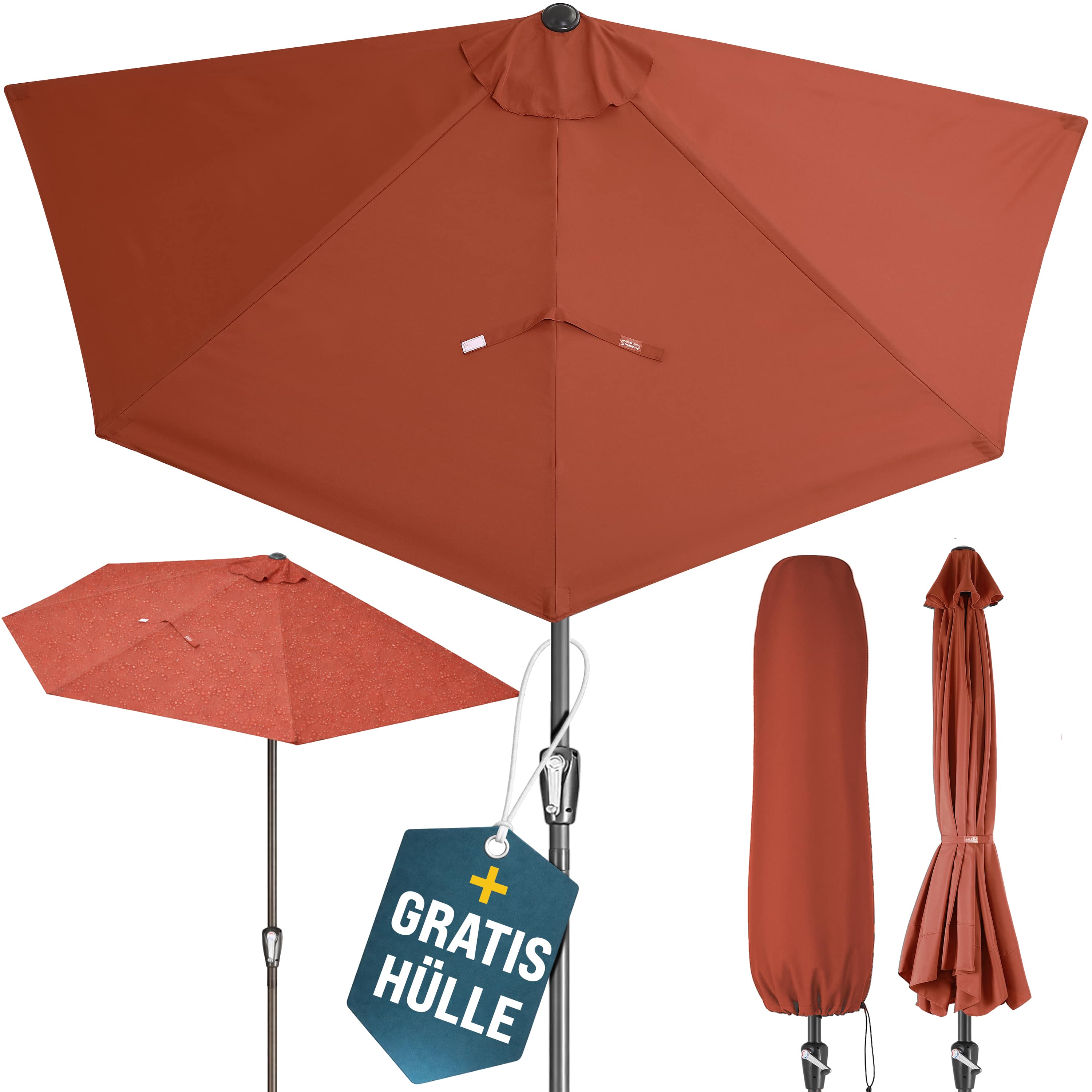 Halve\u0020Parasol\u0020Terracotta\u0020UV\u002Dbescherming\u002080\u002B
