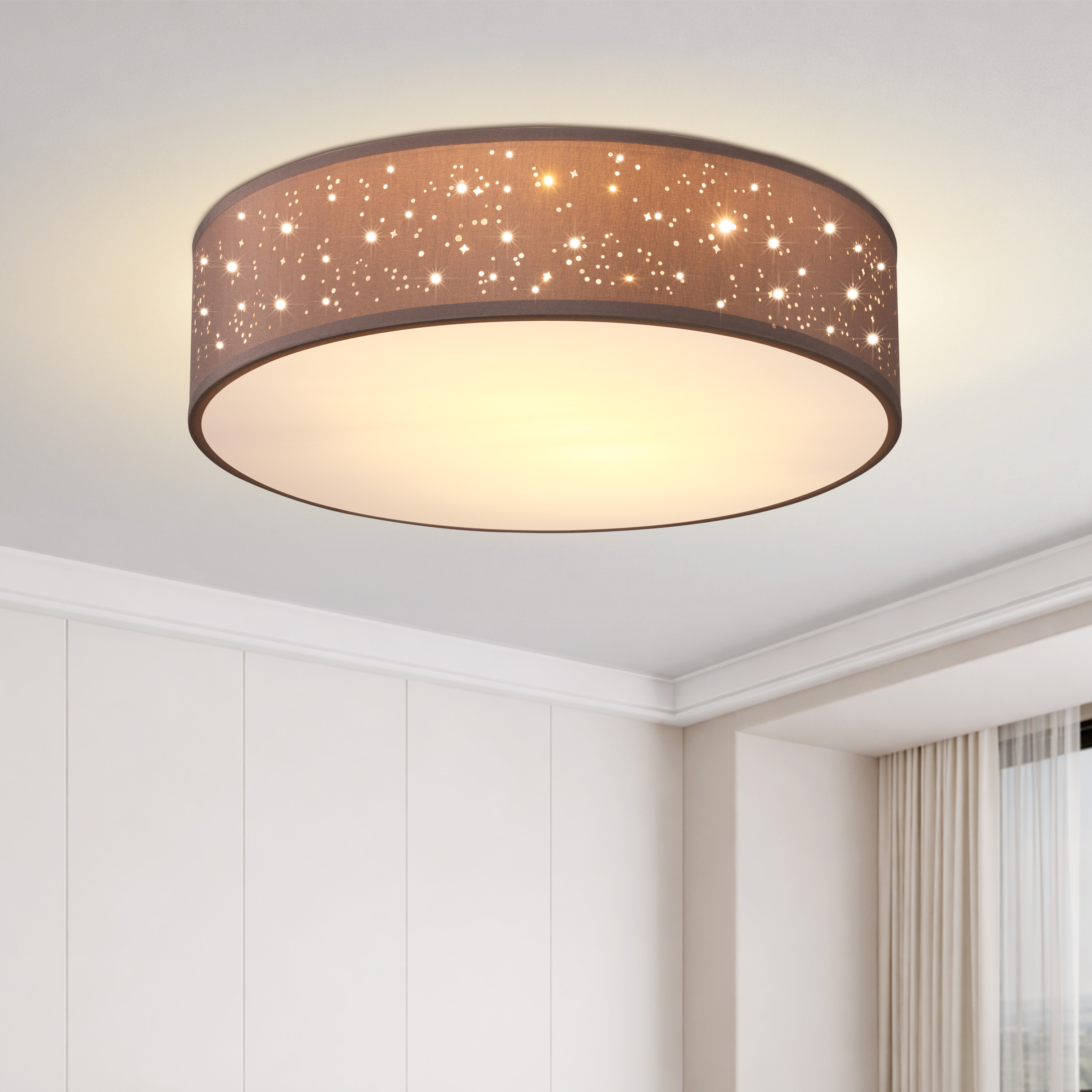 Plafondlamp\u0020Taupe\u0020Stof\u0020\u00F838cm Plafondlamp\u0020Taupe\u0020Stof\u0020\u00F838cm