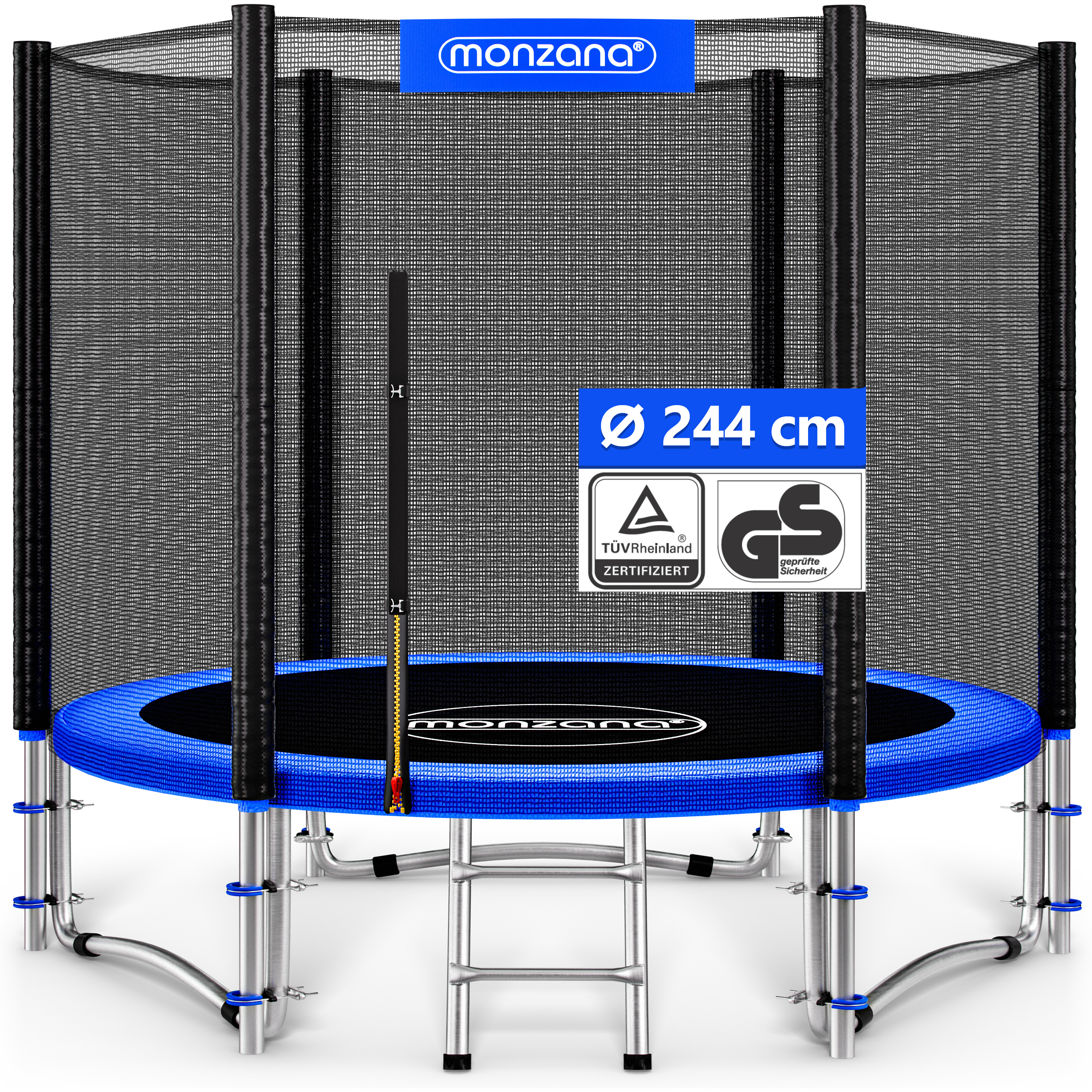 Trampoline\u0020Blauw\u0020\u00D8244cm\u0020incl\u0020Veiligheidsnet\u0020\u0026\u0020Ladder