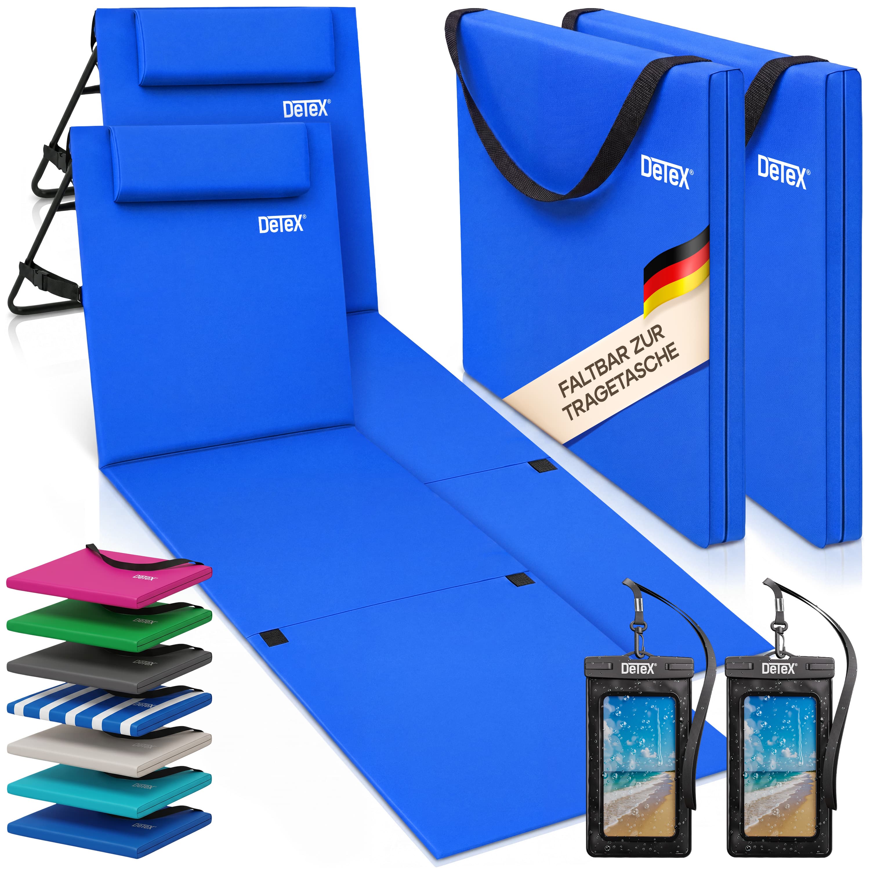 Strandmat\u0020Set\u0020van\u00202\u0020Blauw\u0020158x56x46cm\u0020gestoffeerd