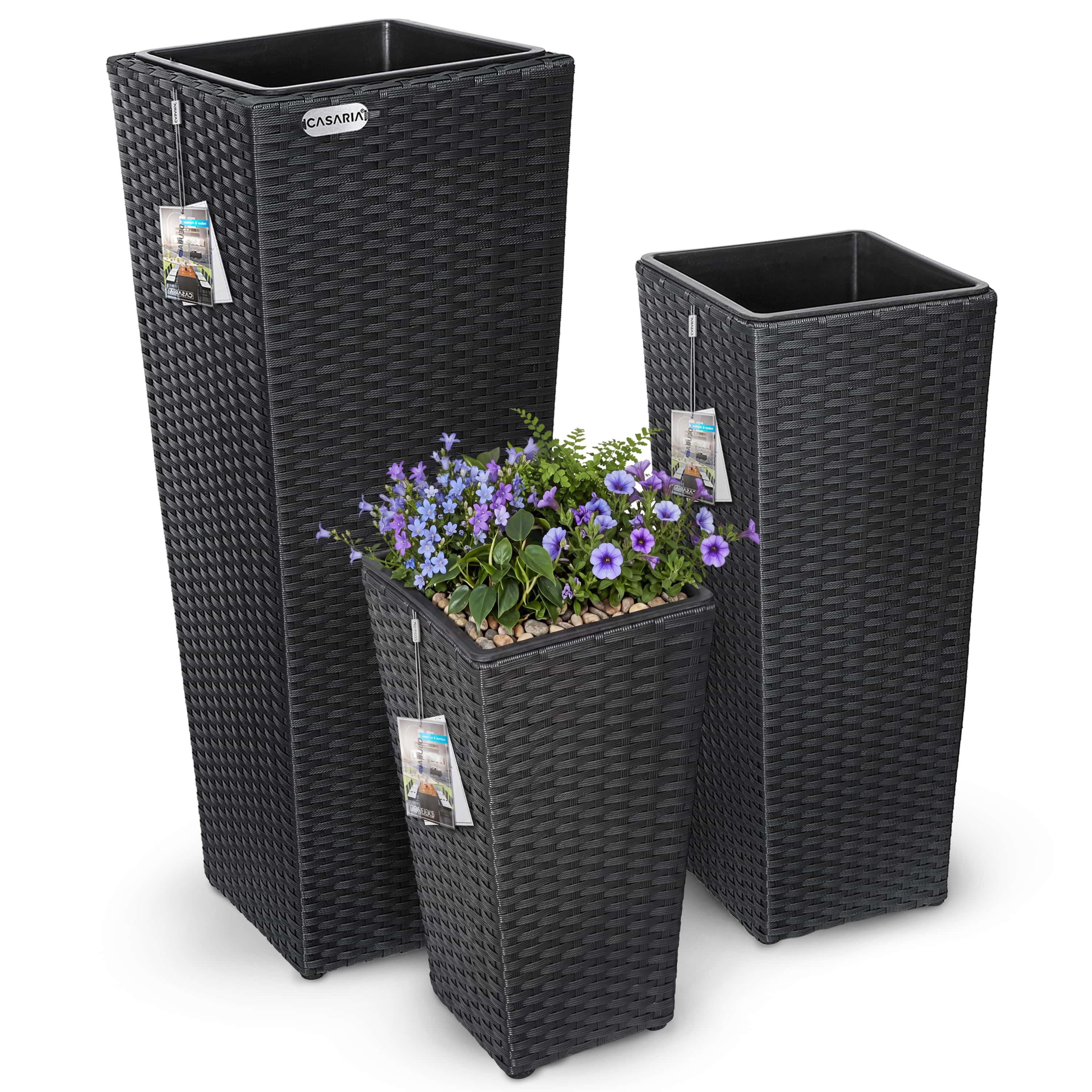 Polyrattan\u0020Bloempot\u0020Set\u0020van\u00203\u0020Zwart Polyrattan\u0020Bloempot\u0020Set\u0020van\u00203\u0020Zwart