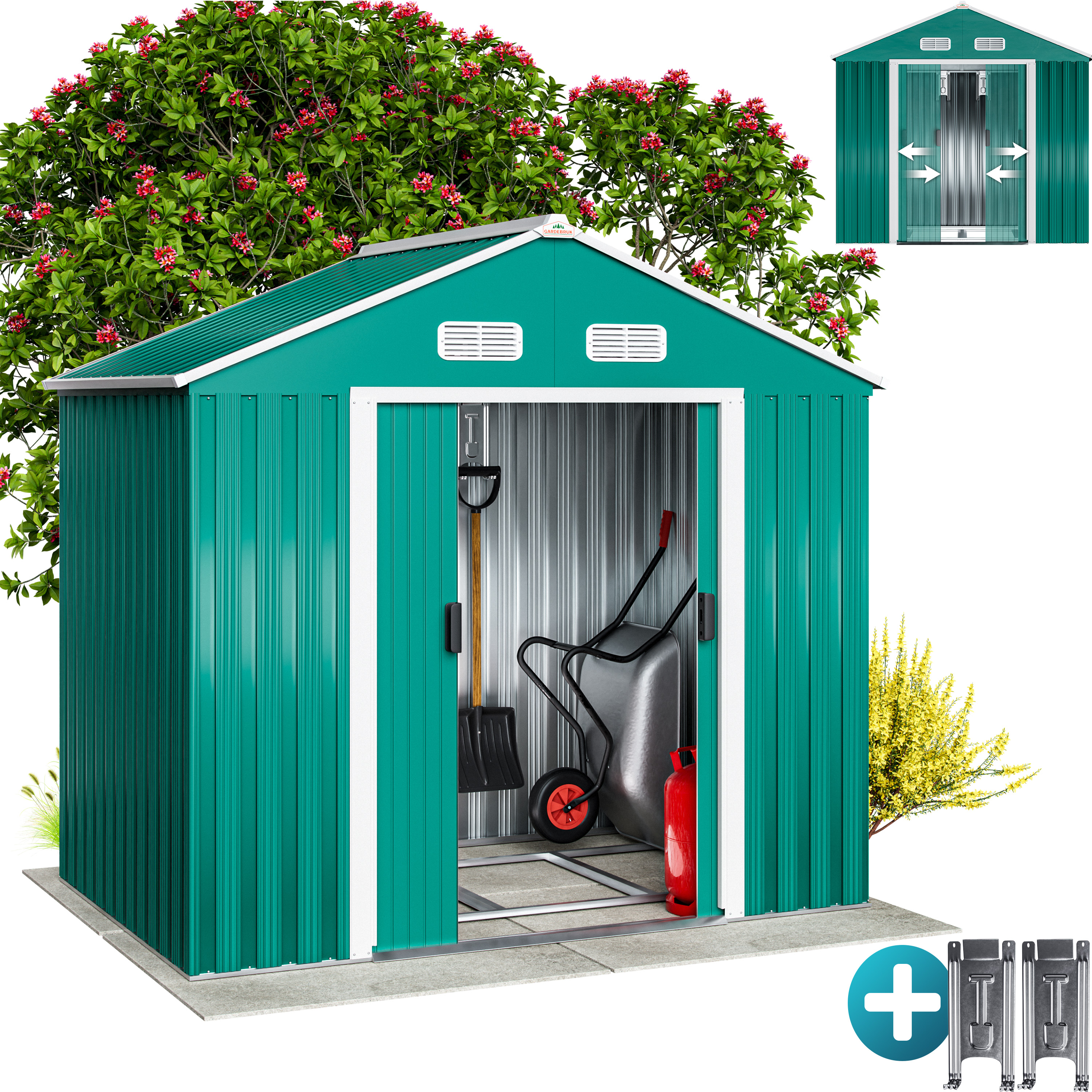 Tuinschuur\u0020Groen\u0020Metaal\u0020200x135x190cm Tuinschuur\u0020Groen\u0020Metaal\u0020200x135x190cm