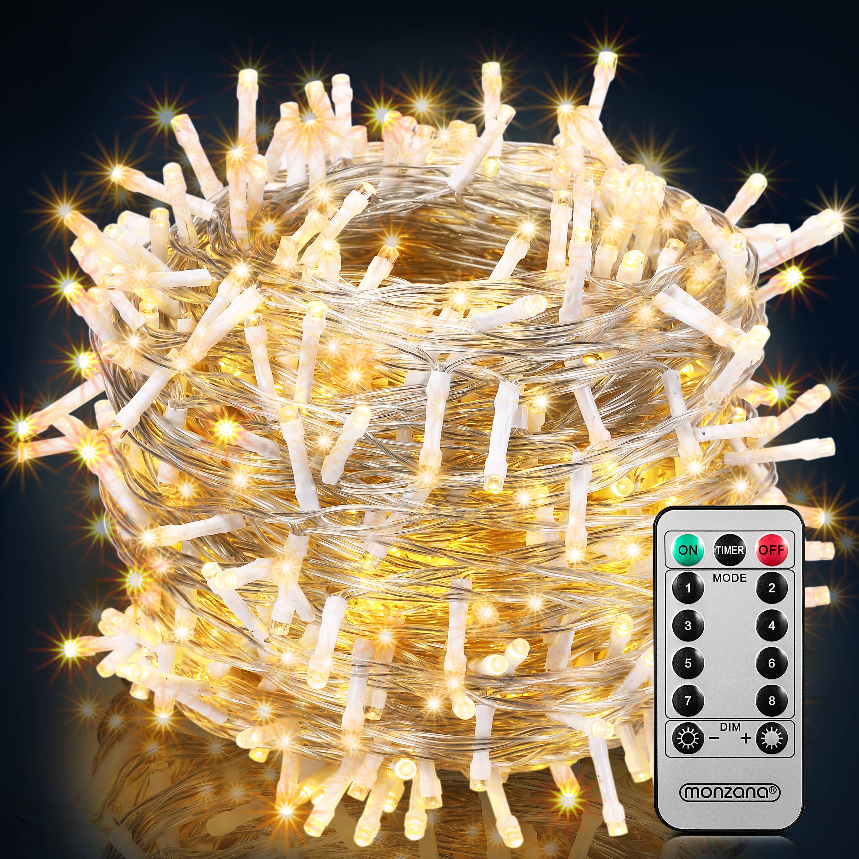 Kerstverlichting\u0020Warm\u0020Wit\u002060m\u0020transparant\u0020Afstandsbediening