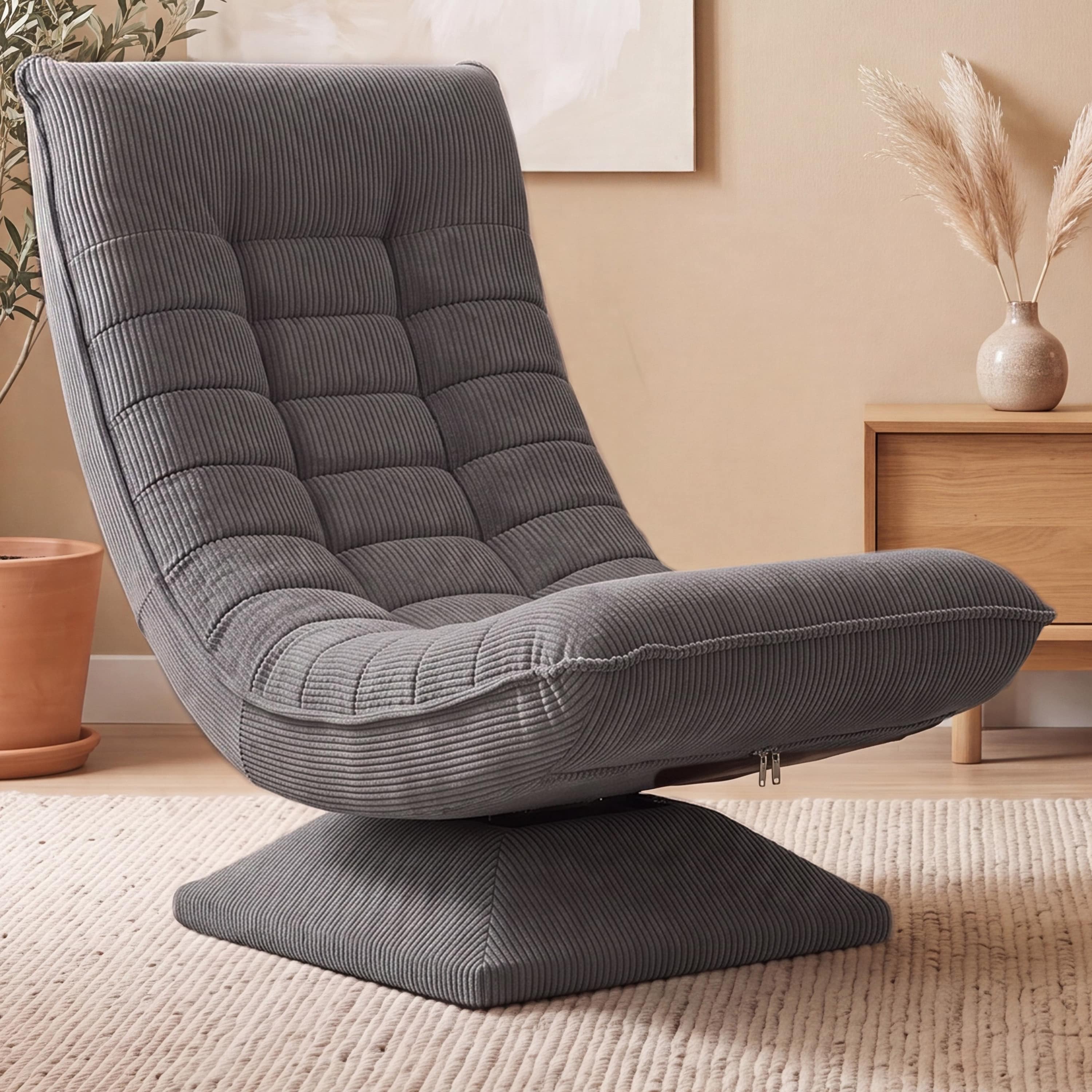 Fauteuil\u0020Aberdeen\u0020grijs\u0020ribstof\u00205\u002Dstanden\u0020verstelbaar\u0020360\u00B0\u0020draaibaar\u0020opvouwbaar