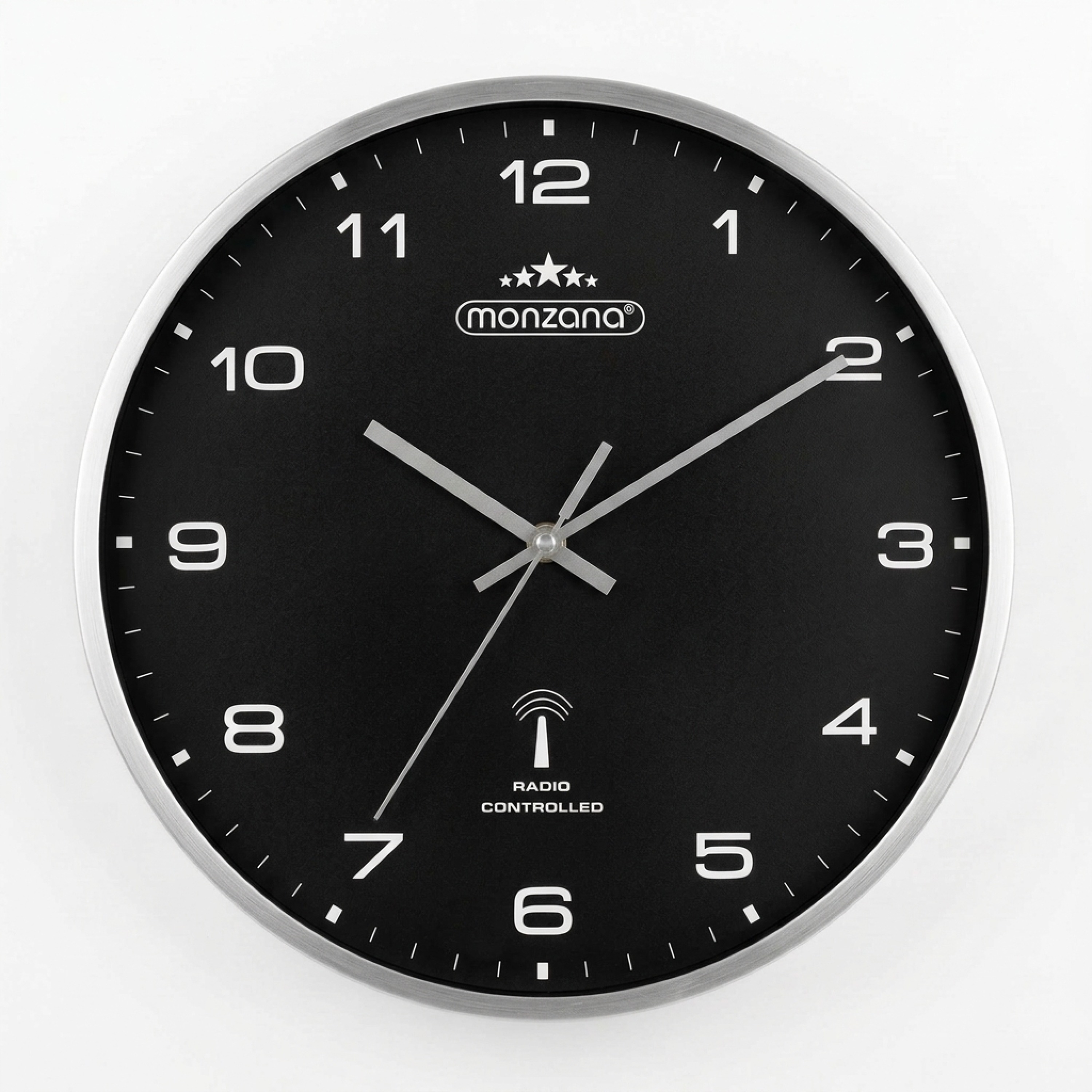 Radiogestuurde\u0020Wandklok\u0020Zwart\u002FZilver\u0020Kunststof\u0020\u00D831cm