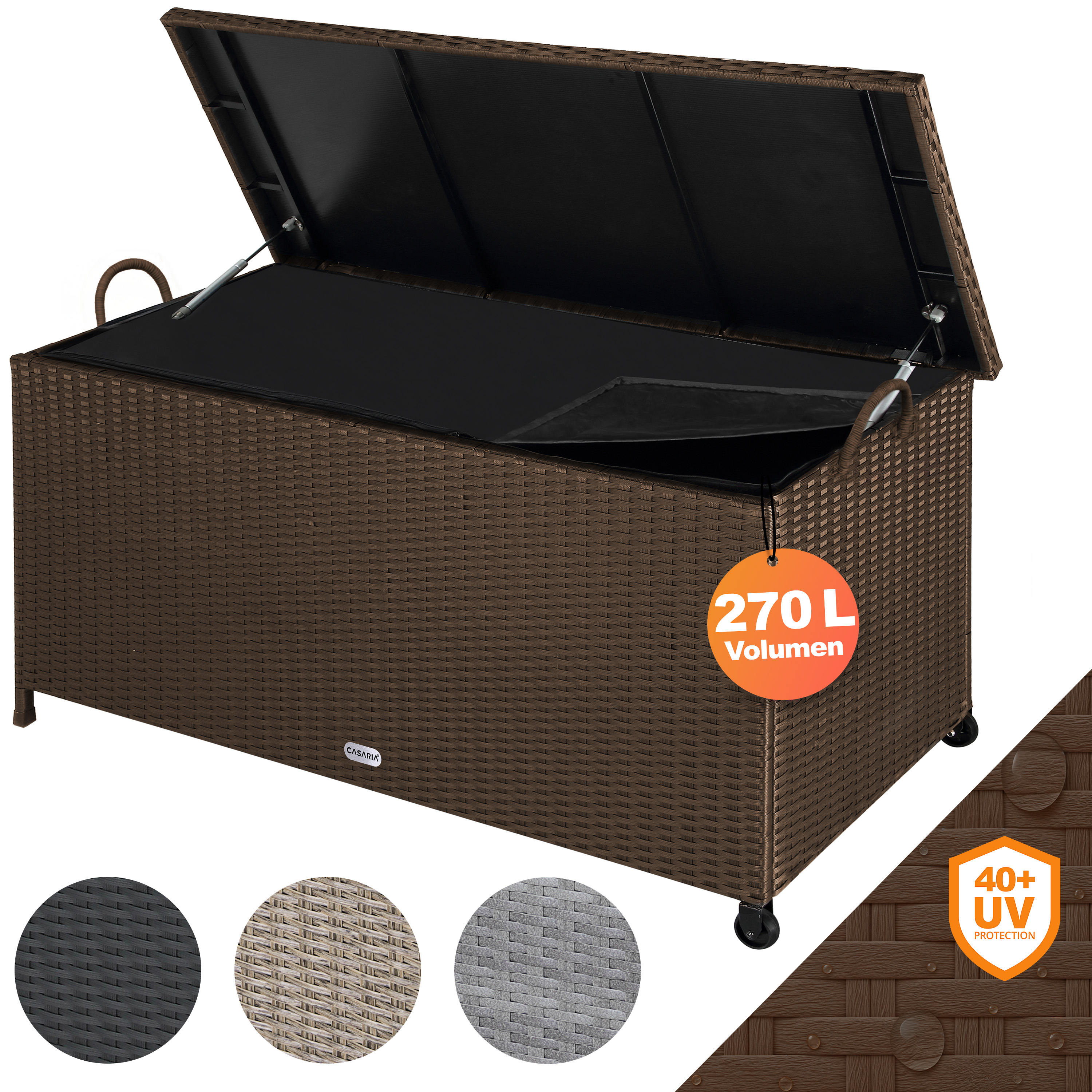 Polyrotan\u0020Kussenbox\u0020Bruin\u0020117x53x60cm\u0020met\u0020wielen