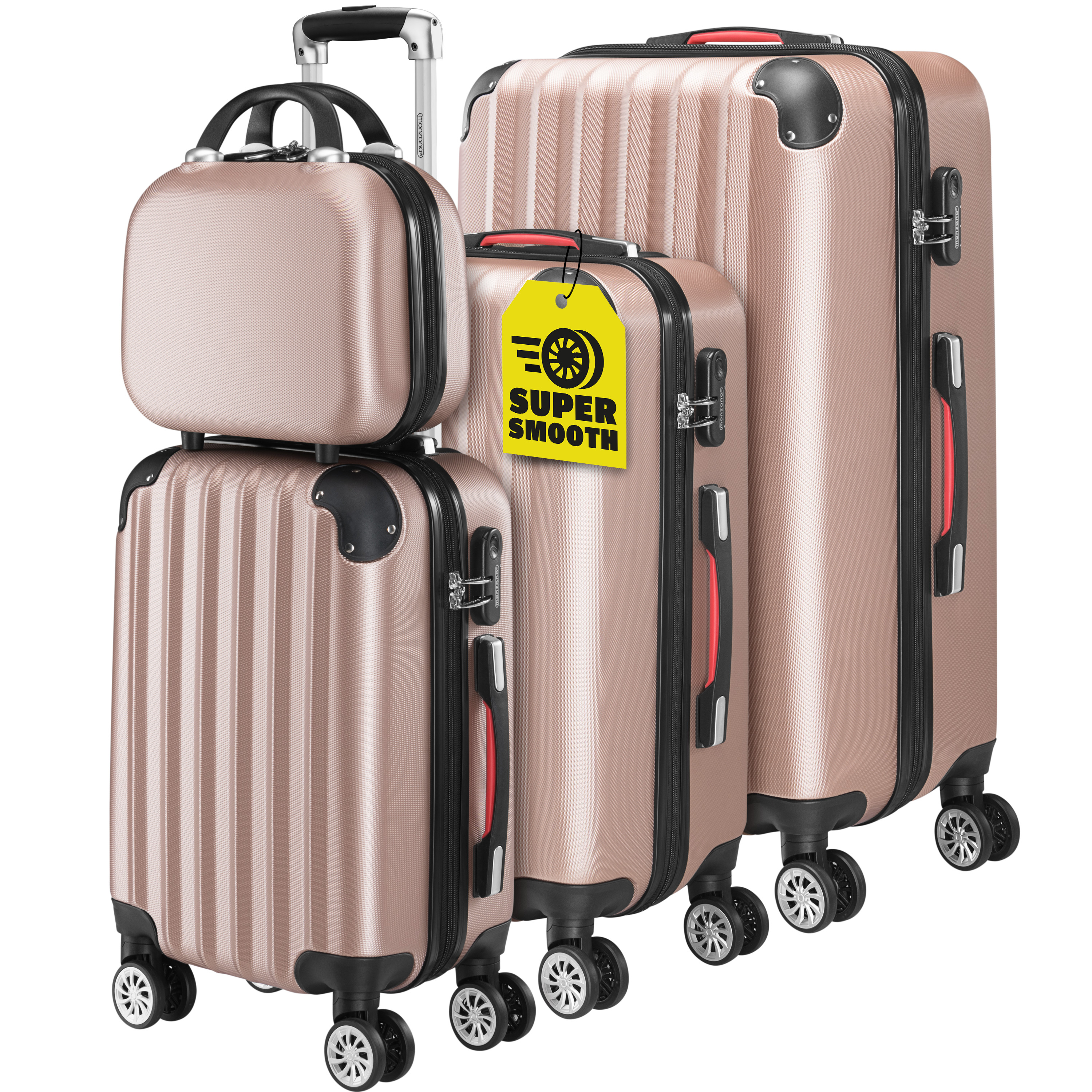 Reiskoffers\u00204\u002Ddelige\u0020Roze\u0020ABS\u0020accessoires