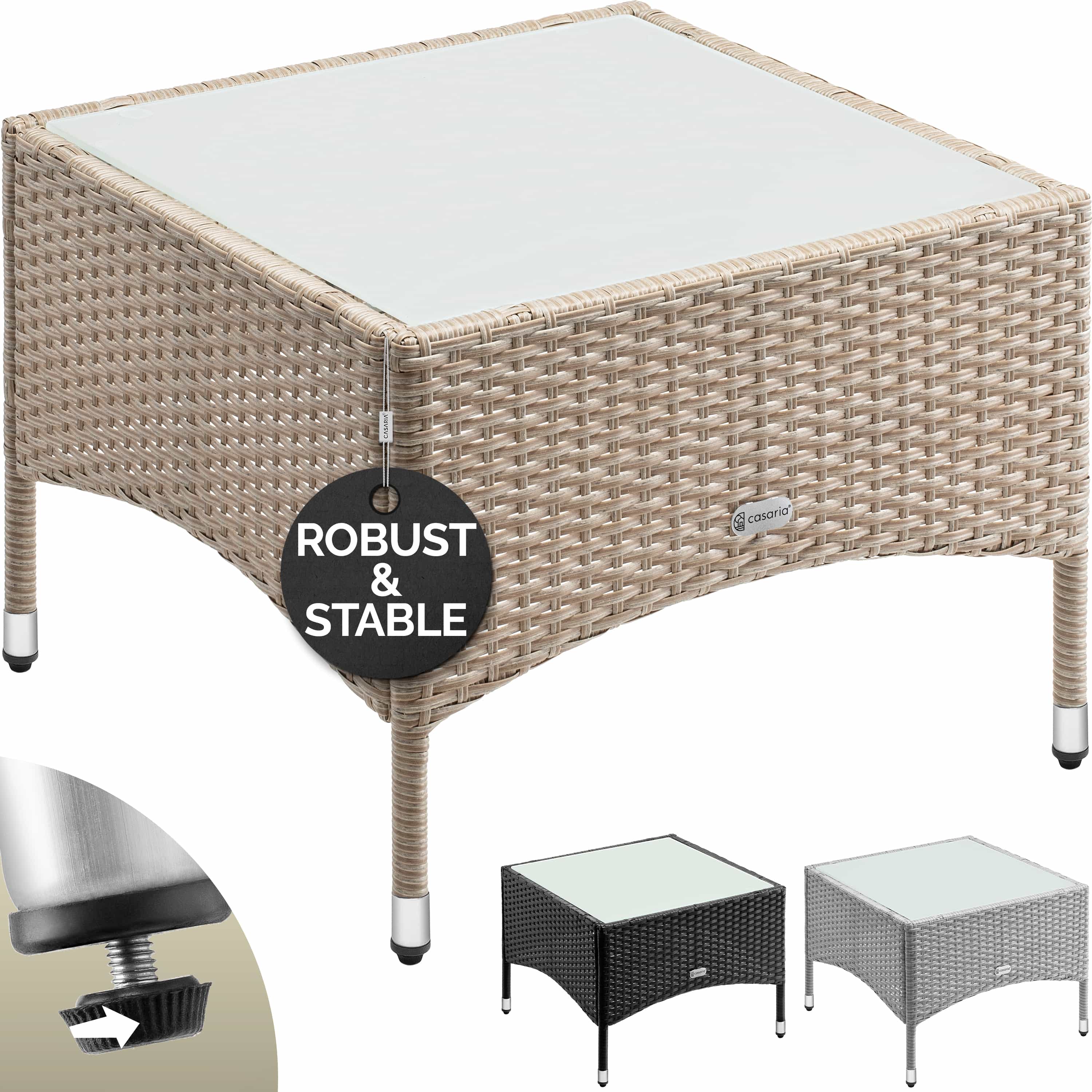 Polyrotan\u0020Bijzettafel\u0020Grijs\u002DBeige\u002058x58x42cm Polyrotan\u0020Bijzettafel\u0020Grijs\u002DBeige\u002058x58x42cm
