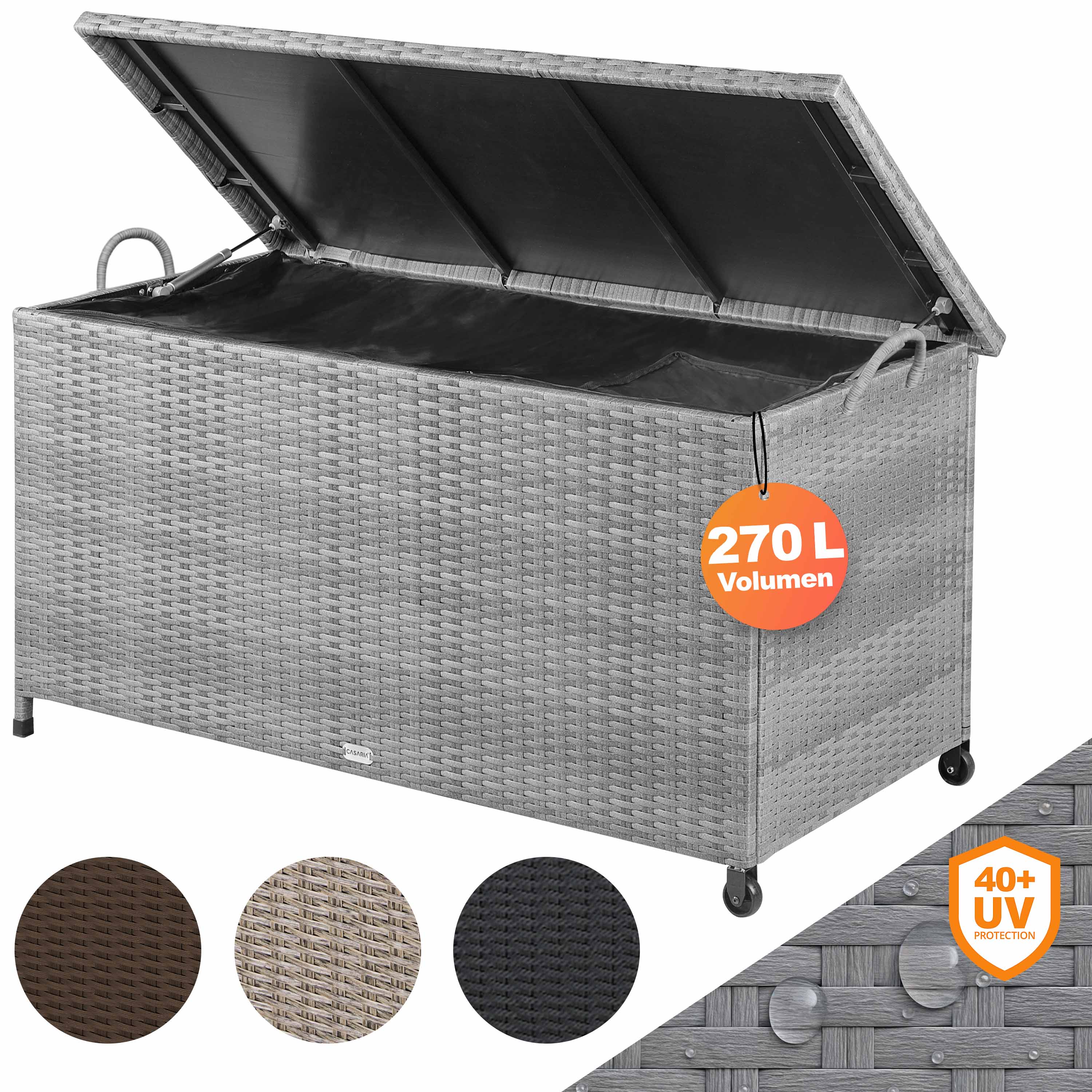 Polyrotan\u0020Kussenbox\u0020Grijs\u0020117x53x60cm\u0020met\u0020Wielen