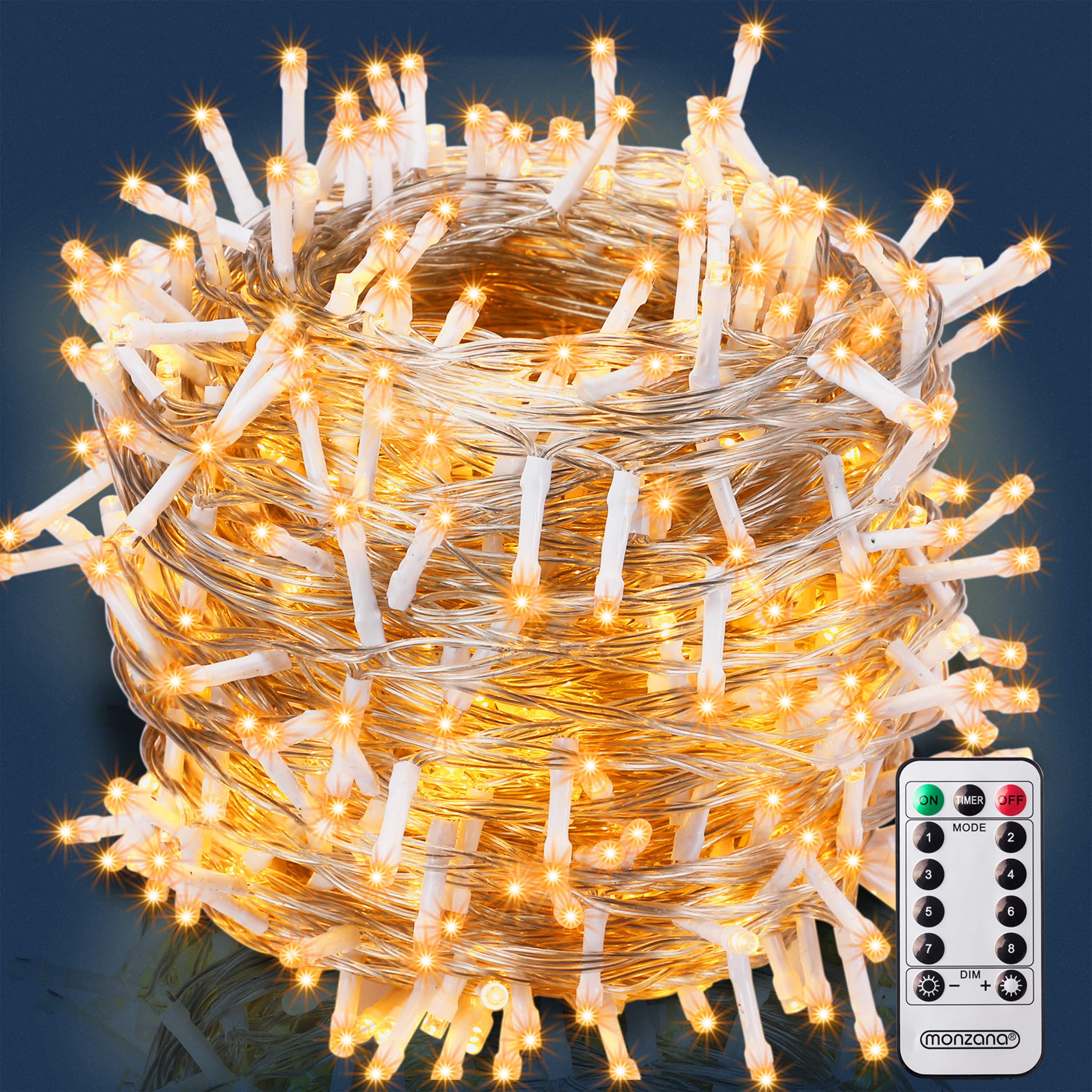 Kerstverlichting\u0020Warm\u0020Wit\u002040m\u0020transparant\u0020Afstandsbediening
