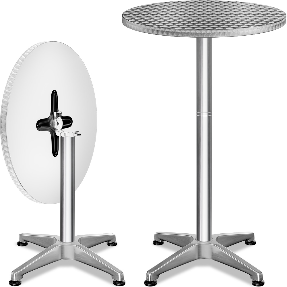 Statafel\u0020set\u0020van\u00202\u0020Zilver\u0020aluminium\u0020\u00D860cm\u0020inklapbaar,\u0020in\u0020hoogte\u0020verstelbaar