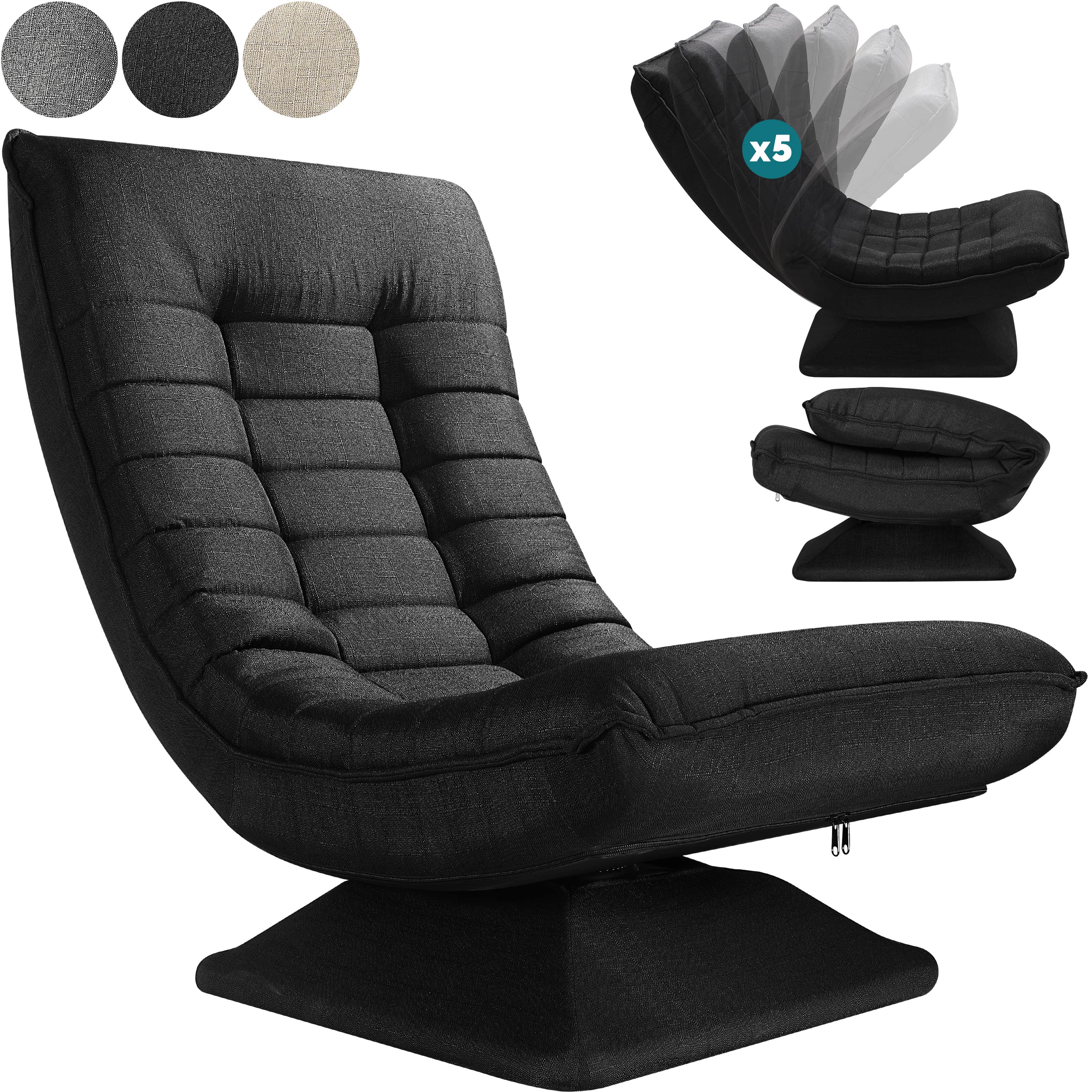 Relax\u0020Lounger\u0020Aberdeen\u0020Stof\u0020Zwart