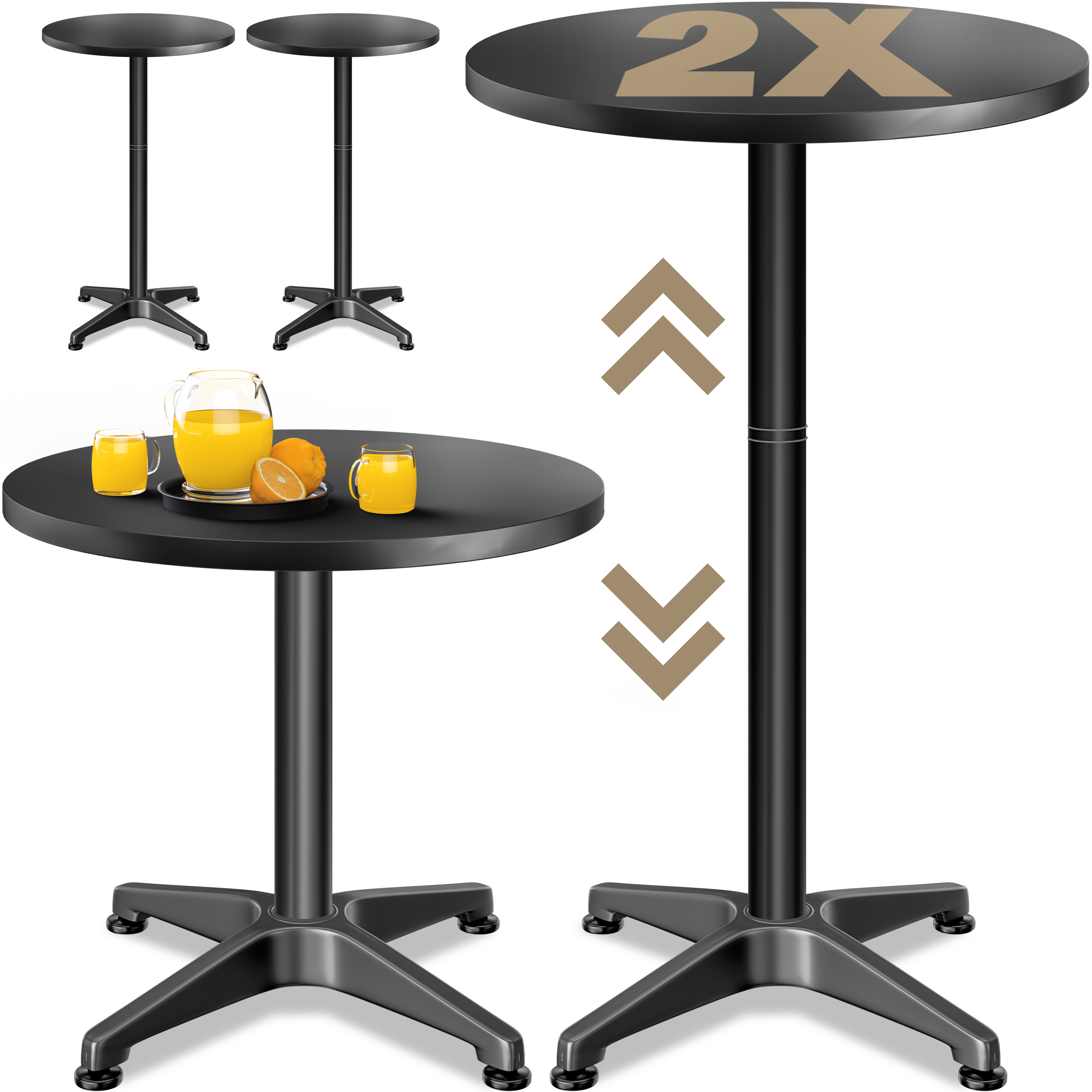 Statafel\u0020Set\u0020van\u00202\u0020Zwart\u0020aluminium\u0020\u00D860cm\u0020in\u0020hoogte\u0020verstelbaar