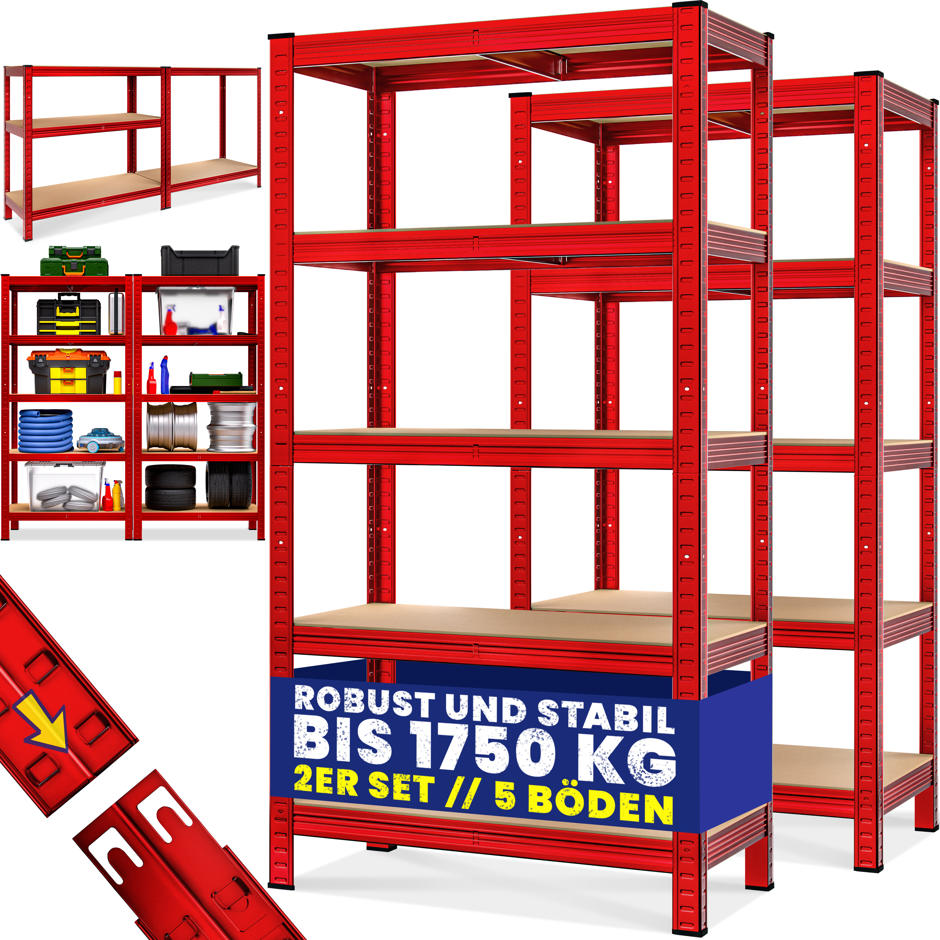 Stellingkast\u0020Set\u0020van\u00202\u0020Rood\u0020180x90x40cm\u0020875kg Stellingkast\u0020Set\u0020van\u00202\u0020Rood\u0020180x90x40cm\u0020875kg