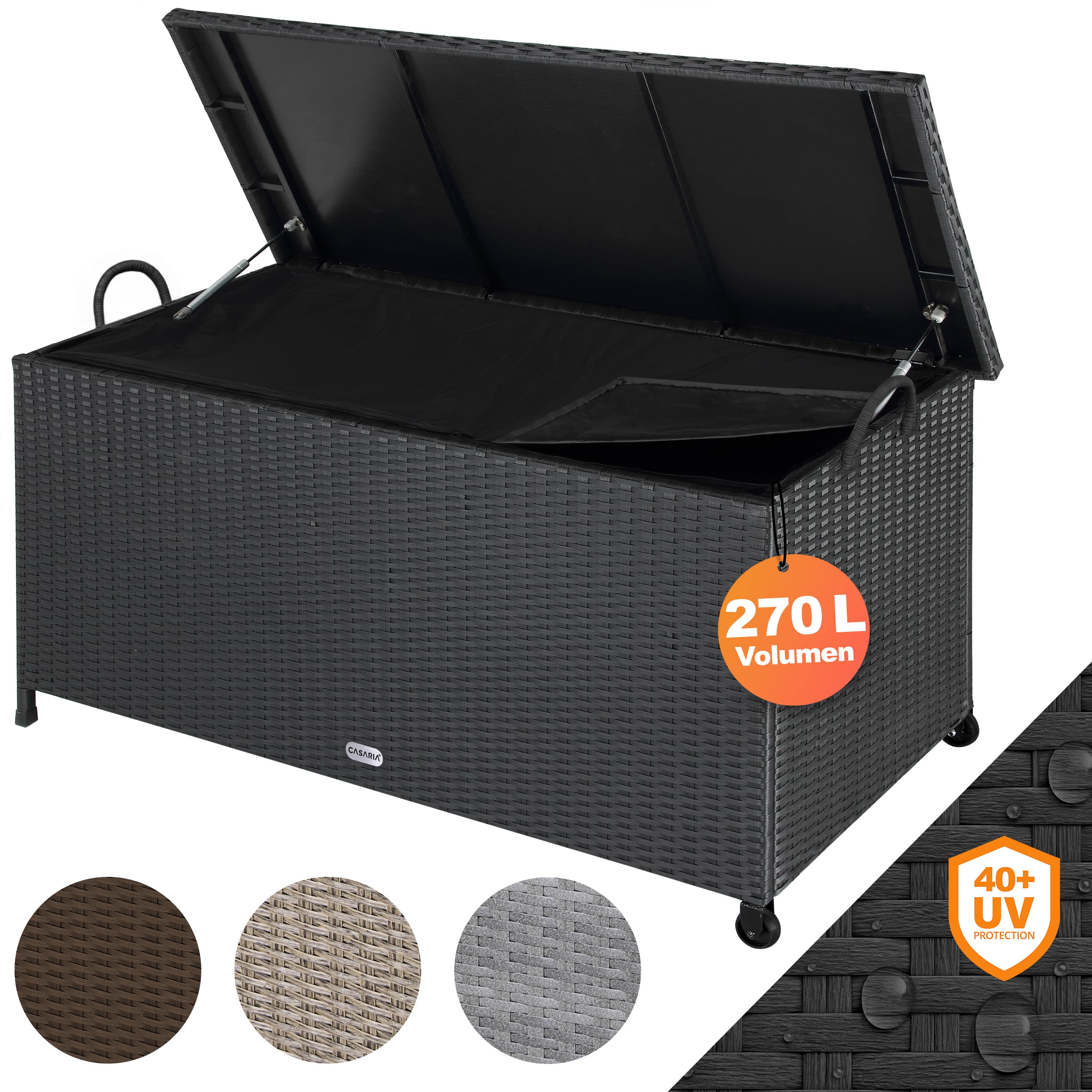 Polyrotan\u0020kussenbox\u0020Zwart\u0020117x53x60cm\u0020met\u00202\u0020Wielen