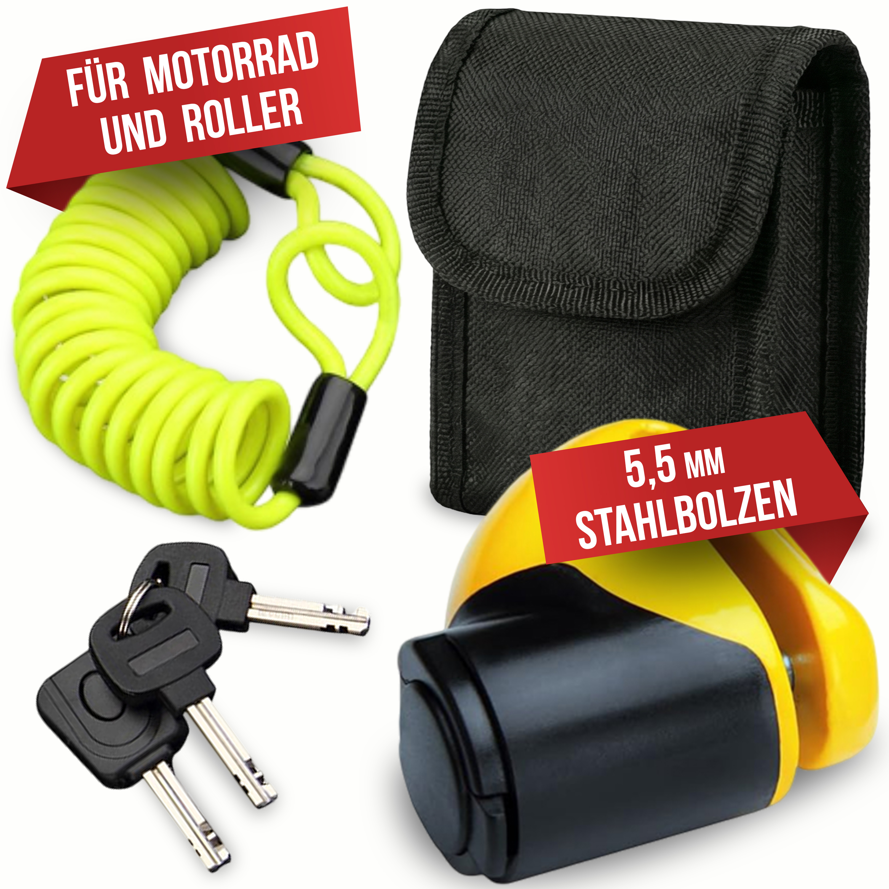 Schijfremslot\u0020Geel\u0020Staal\u0020LED\u002Dverlichting\u0020Herinneringskabel