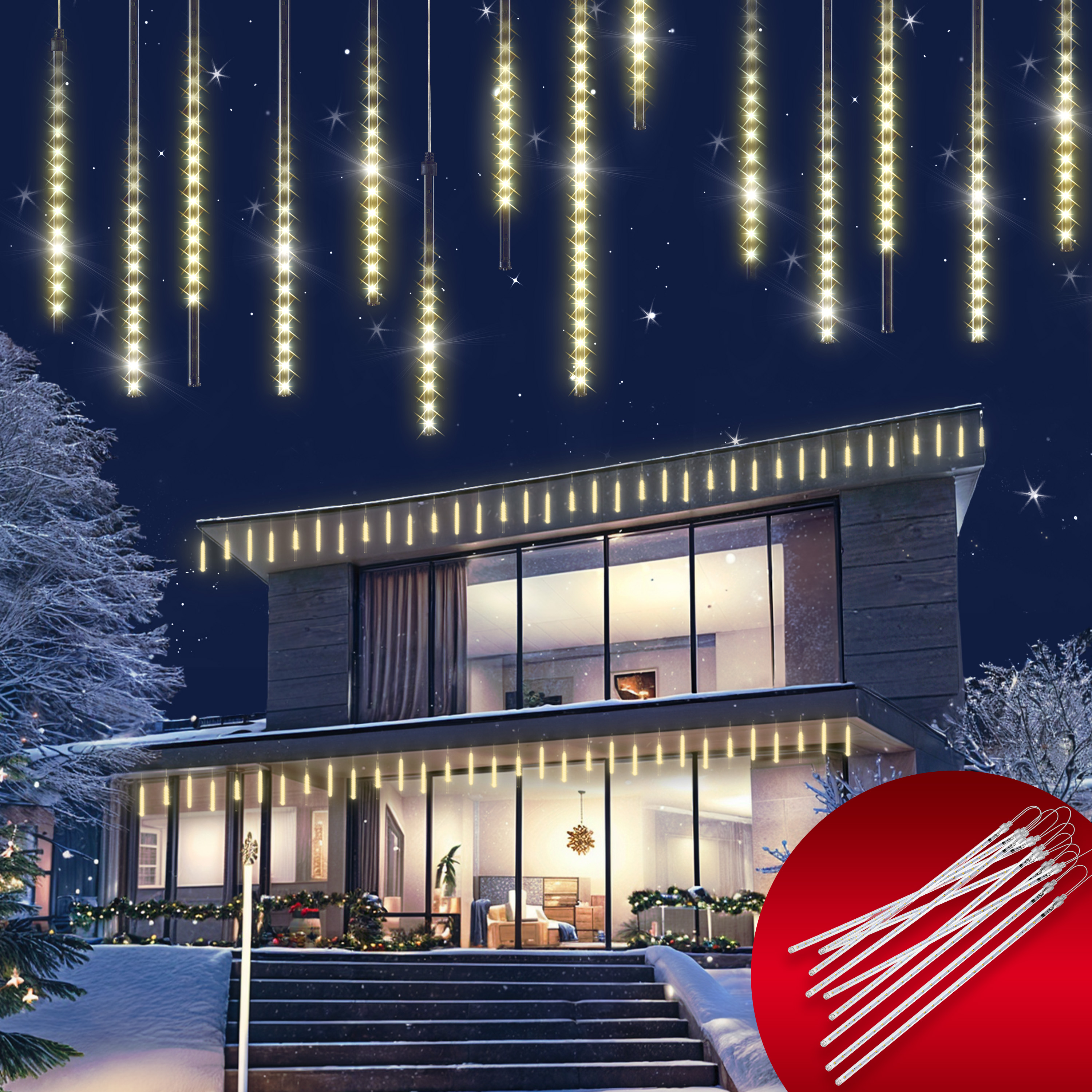 Kerstverlichting\u0020Ijsregen\u0020LED\u0020Warmwit\u00208,6\u0020Meter