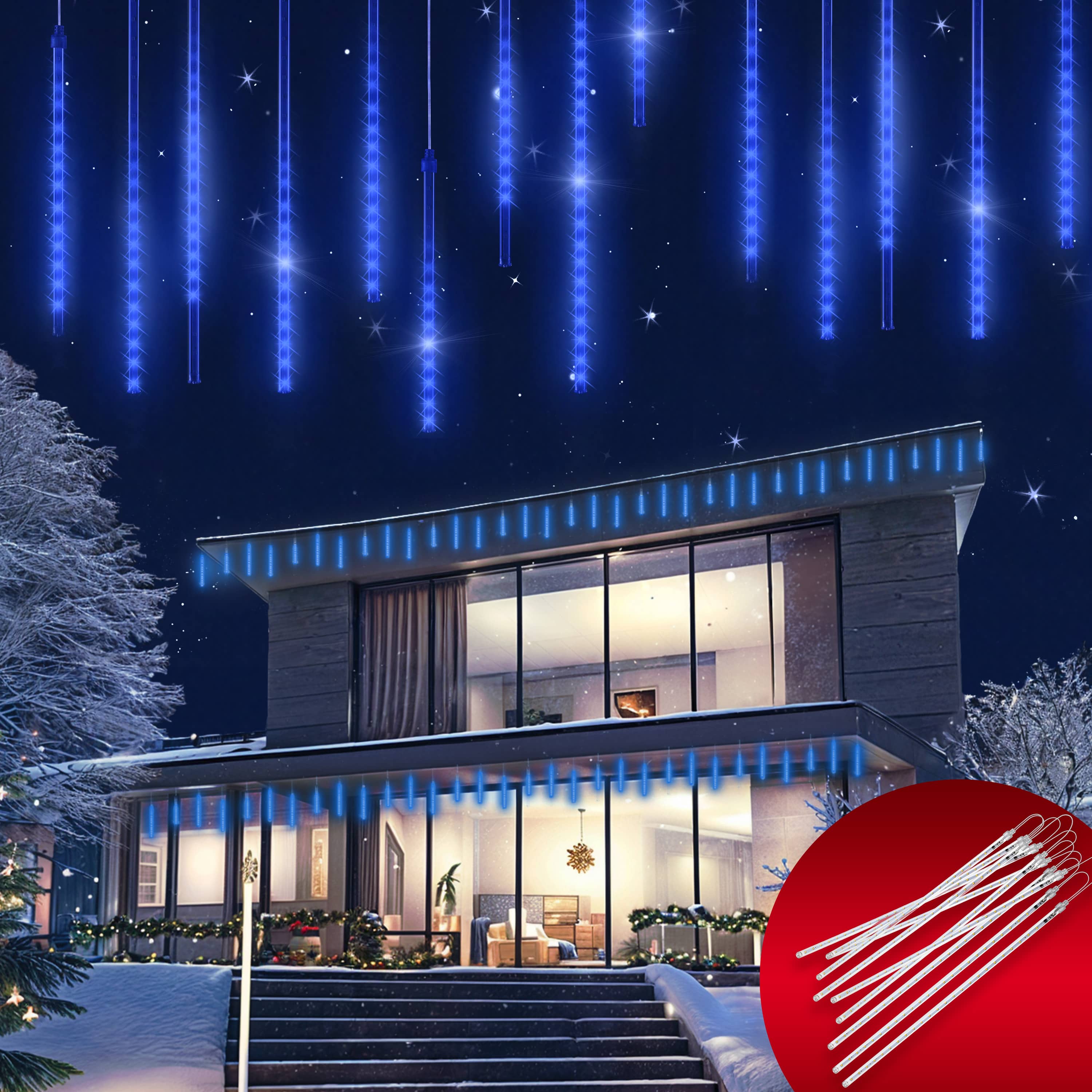 Kerstverlichting\u0020Ijsregen\u0020LED\u0020Lichteffect\u0020Blauw\u00208,6\u0020Meter