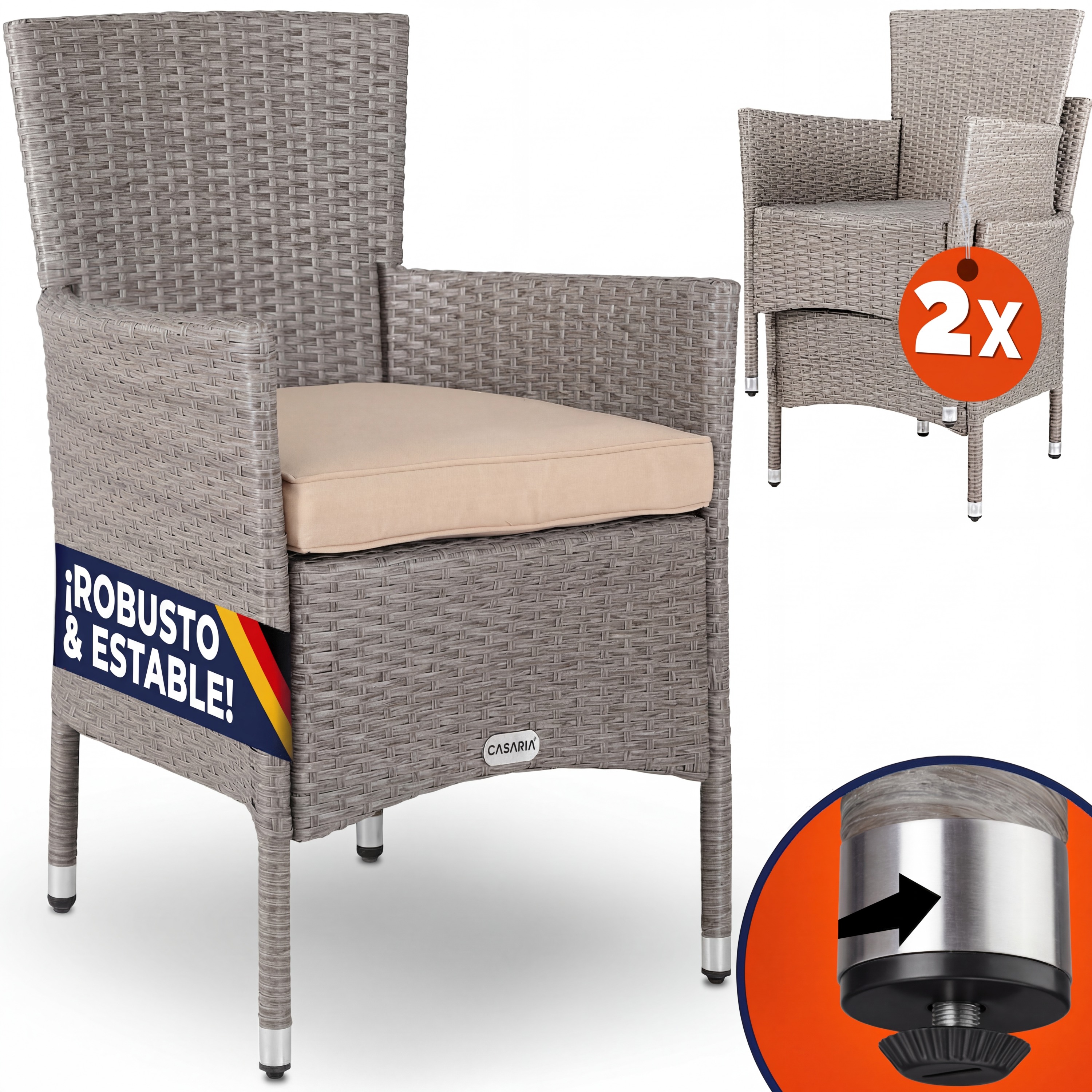Polyrotan\u0020Tuinstoelen\u00202\u0020Stuks\u0020Cr\u00E8me\u002FBeige\u0020stapelbaar