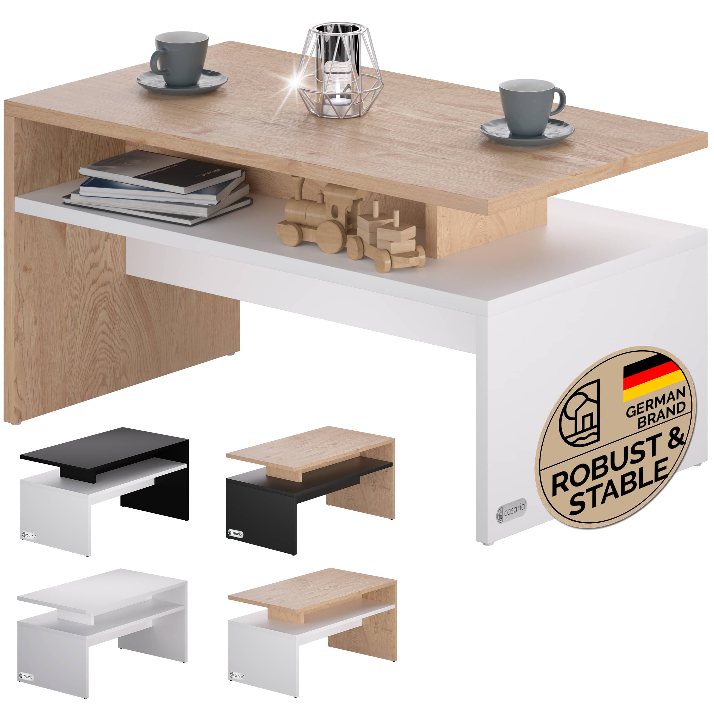 Salontafel\u0020Sacramento\u0020Wit\u002FEik\u002095x55x50cm Salontafel\u0020Sacramento\u0020Wit\u002FEik\u002095x55x50cm