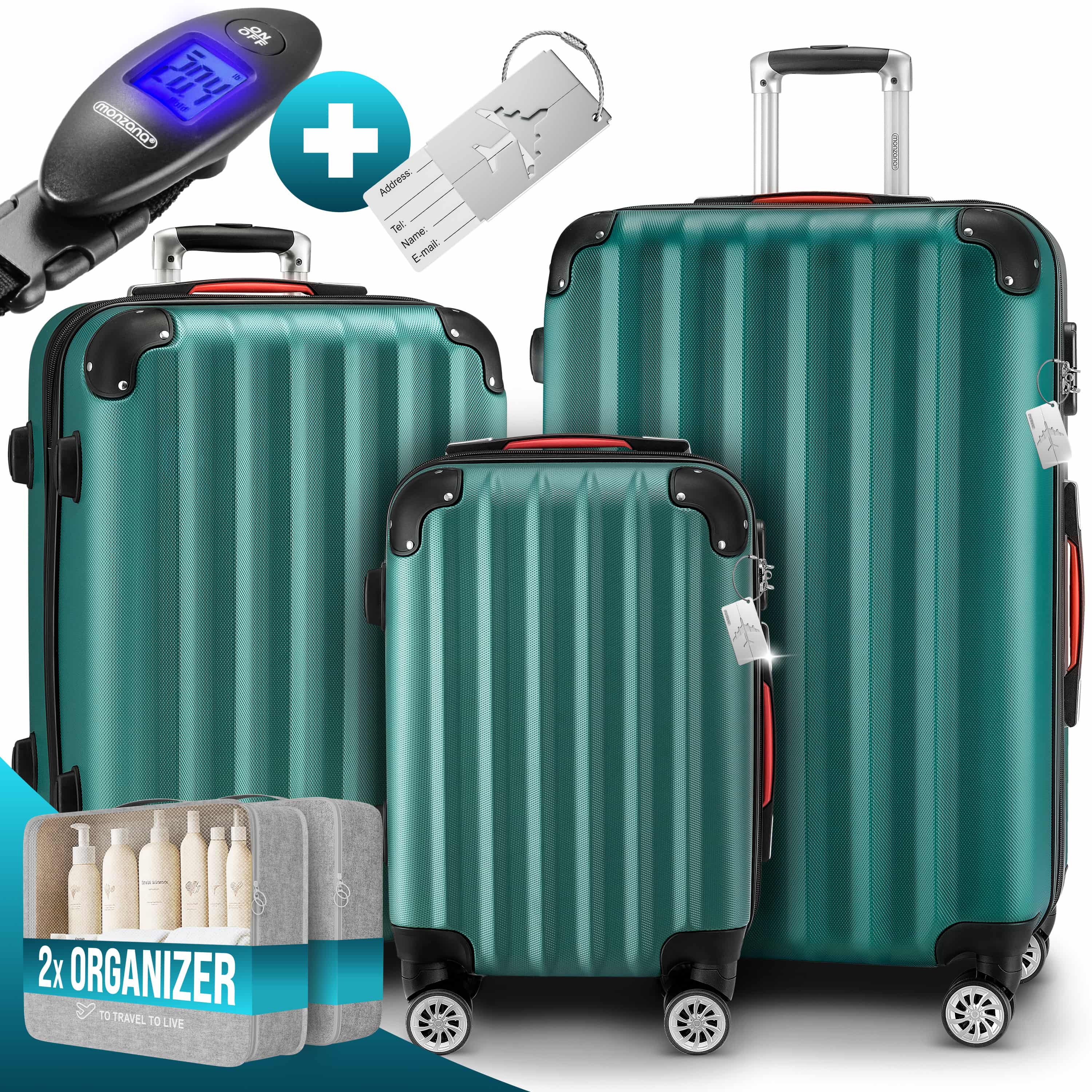 Reiskoffers\u0020Baseline\u00203\u002Ddelige\u0020Groen\u0020ABS\u0020accessoires