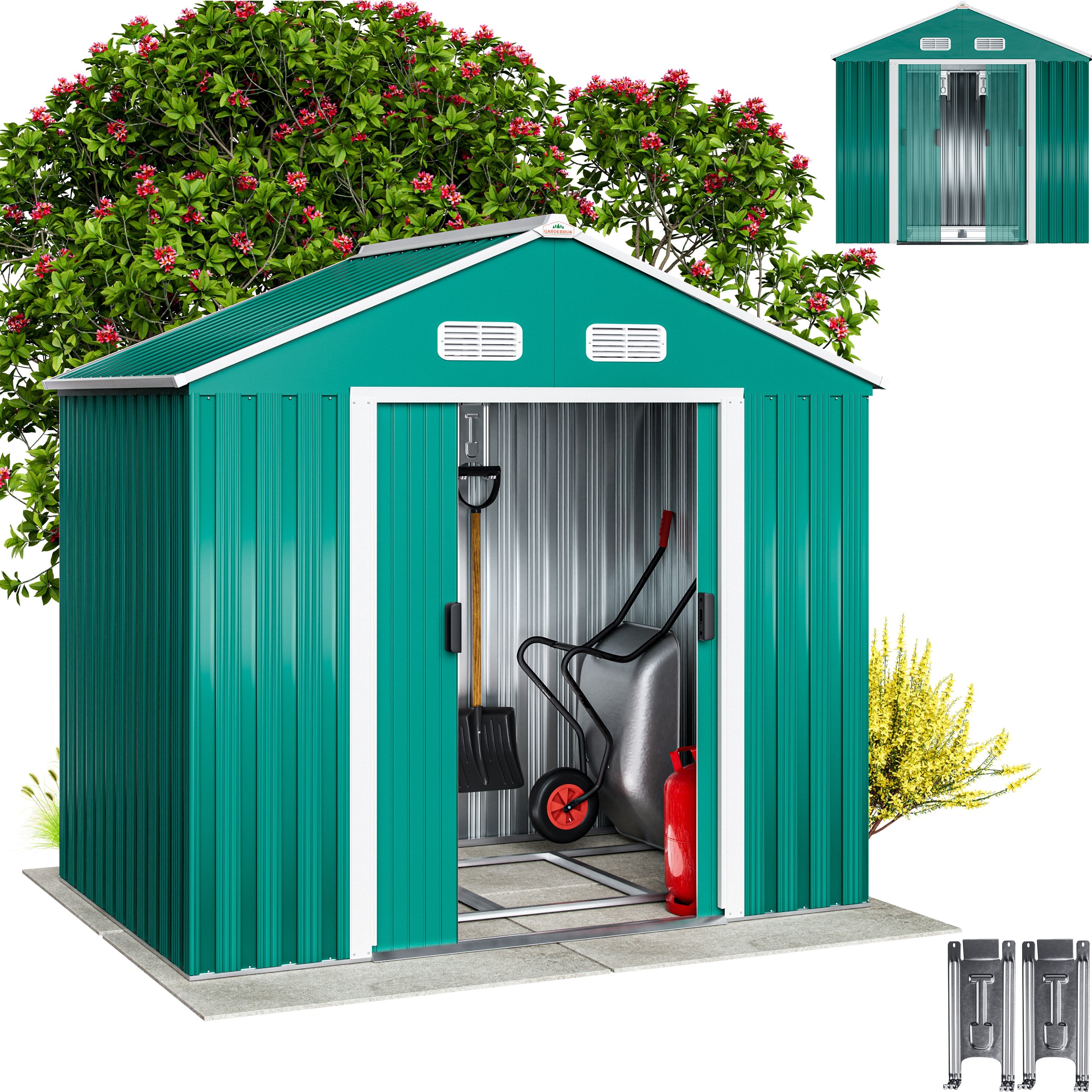 Tuinschuur\u0020Groen\u0020Metaal\u0020200x135x190cm Tuinschuur\u0020Groen\u0020Metaal\u0020200x135x190cm