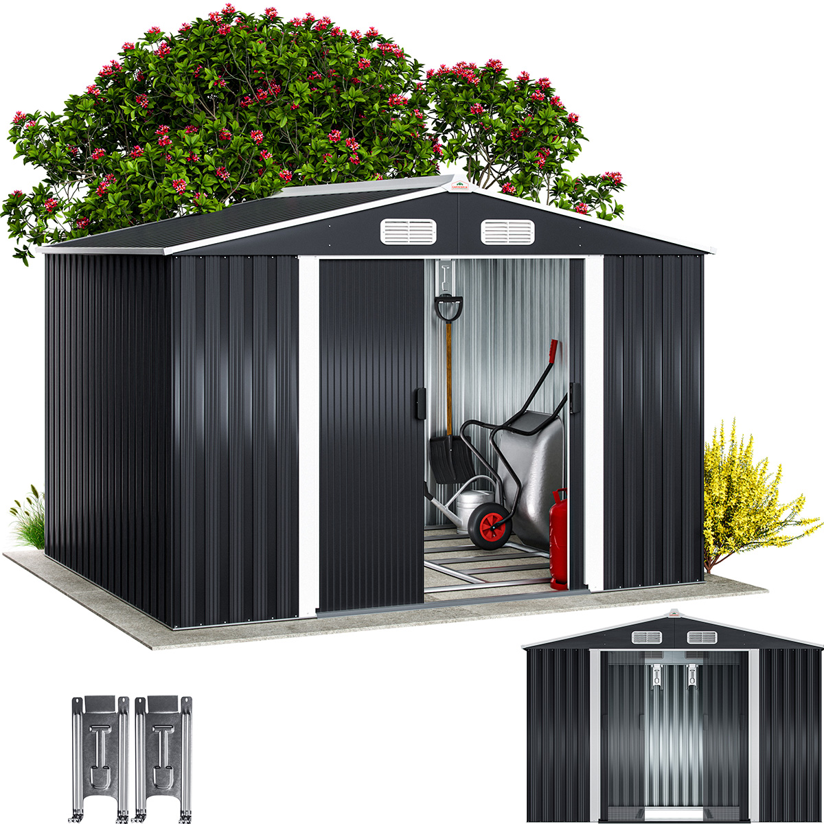 Tuinhuis\u0020Antraciet\u0020Metaal\u0020260x205x180cm