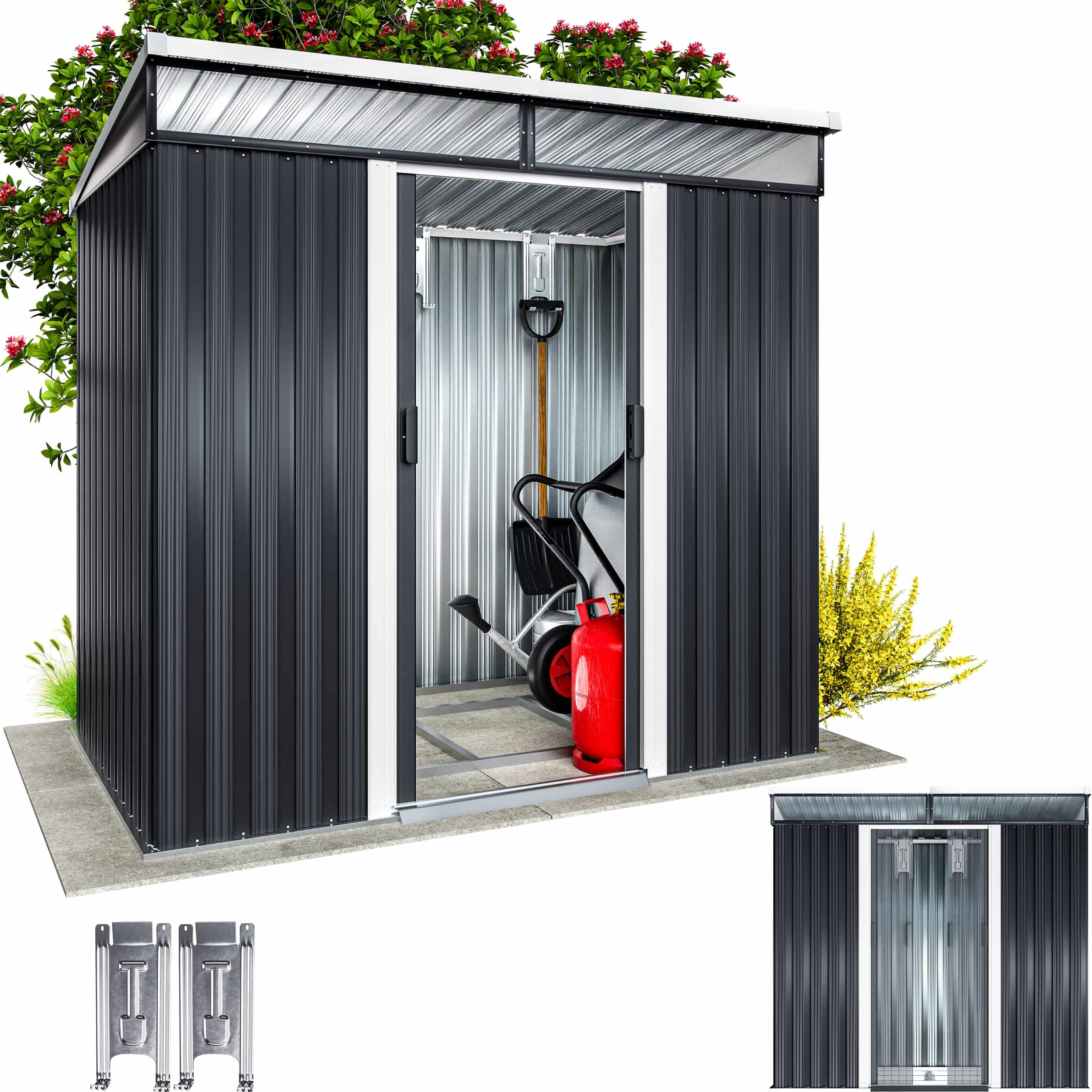 Tuinschuur\u0020Zwart\u0020Metaal\u0020200x125x180cm