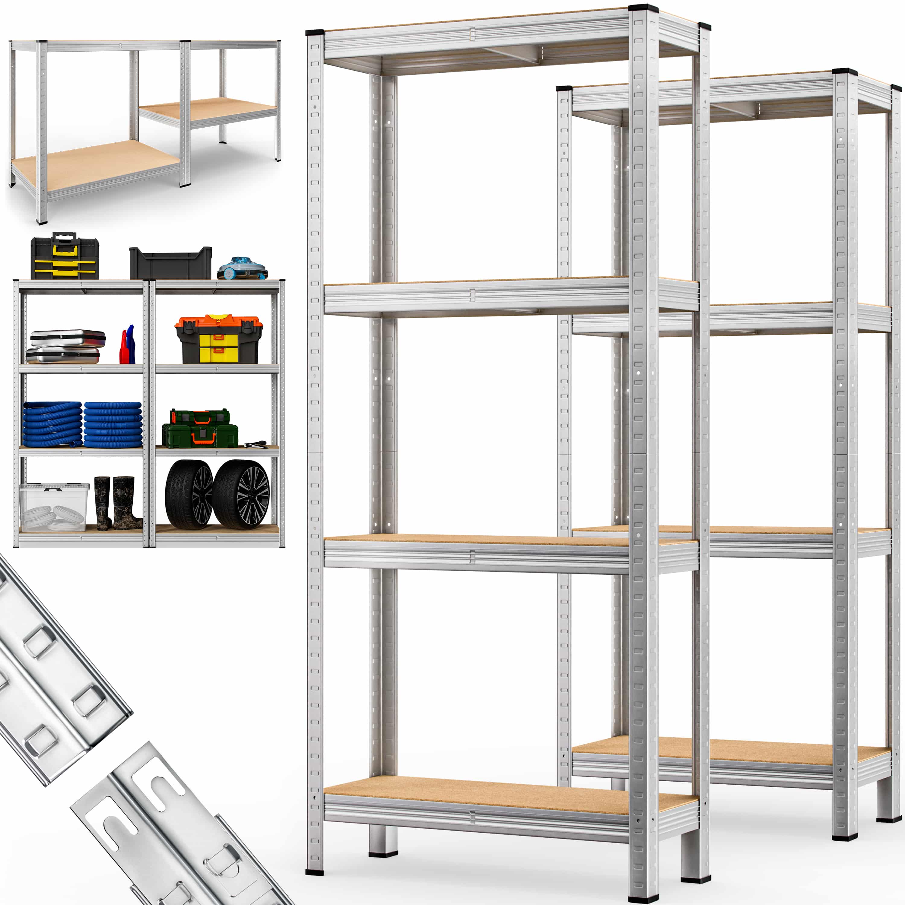 Stellingkast\u00204\u0020Planken\u0020Set\u0020van\u00202\u0020Metaal\u0020max\u0020280kg Stellingkast\u00204\u0020Planken\u0020Set\u0020van\u00202\u0020Metaal\u0020max\u0020280kg