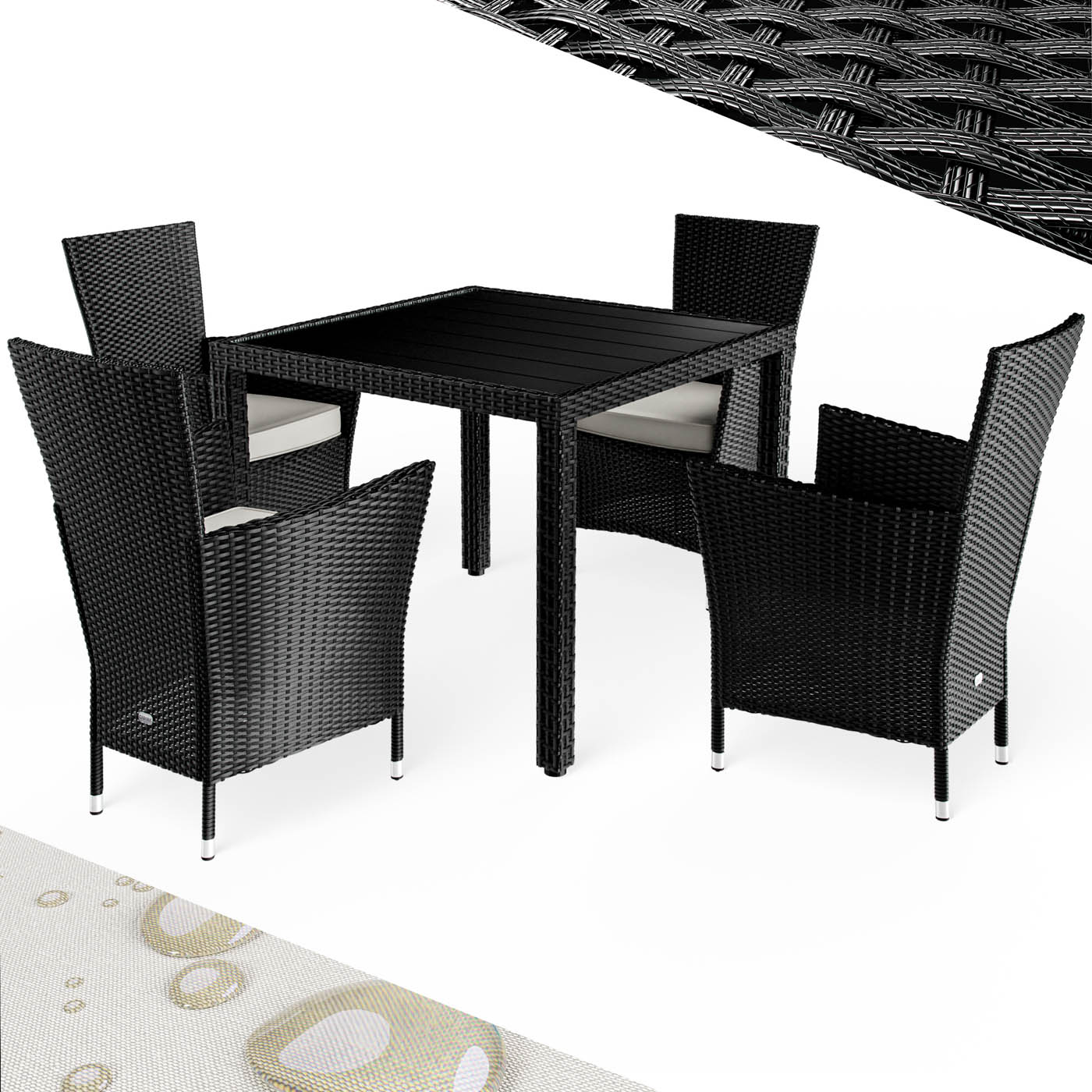 Polyrotan\u0020Tuinset\u0020Riga\u00205\u002Ddelig\u0020Zwart