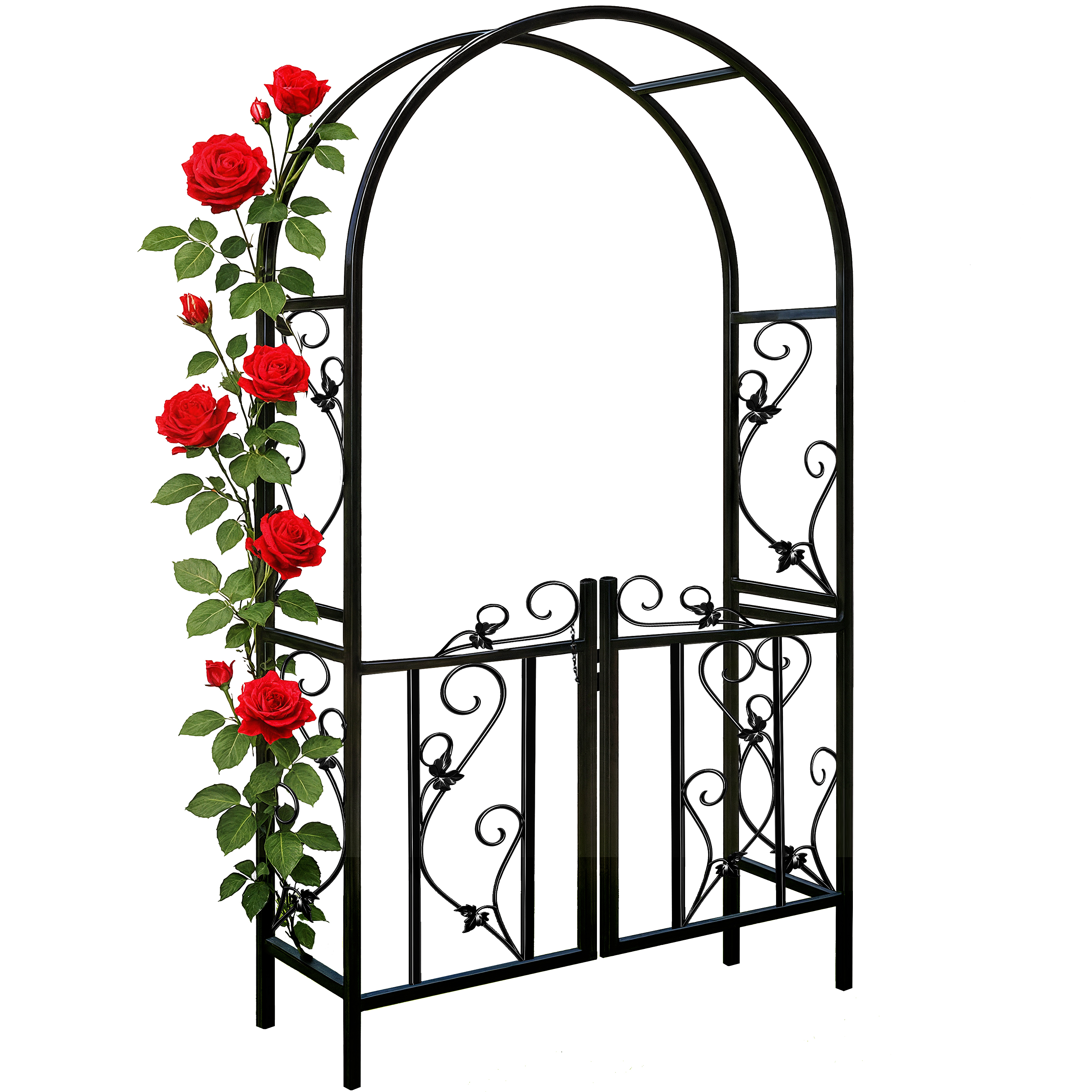 Rozenboog\u0020Zwart\u0020Metaal\u0020225x115x37cm