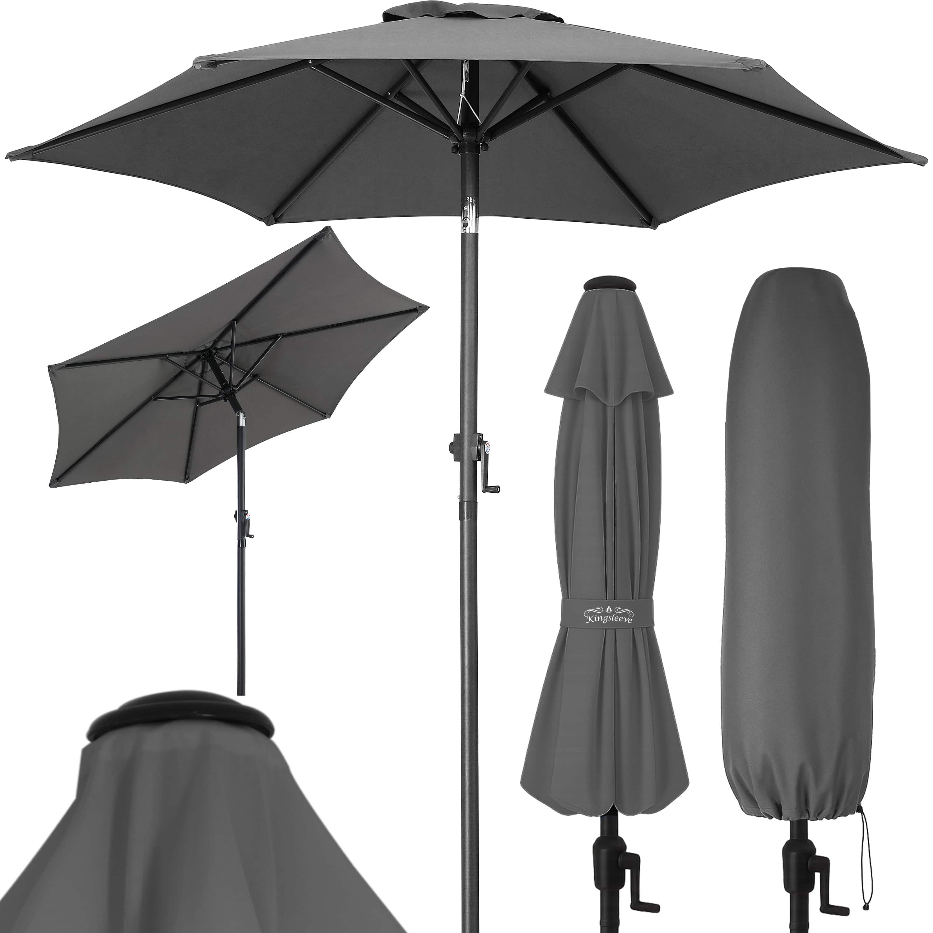 Parasol\u0020Fiji\u0020Antraciet\u0020\u00D8200cm\u0020UV\u002Dbescherming\u002080\u002B\u0020met\u0020Zwengel