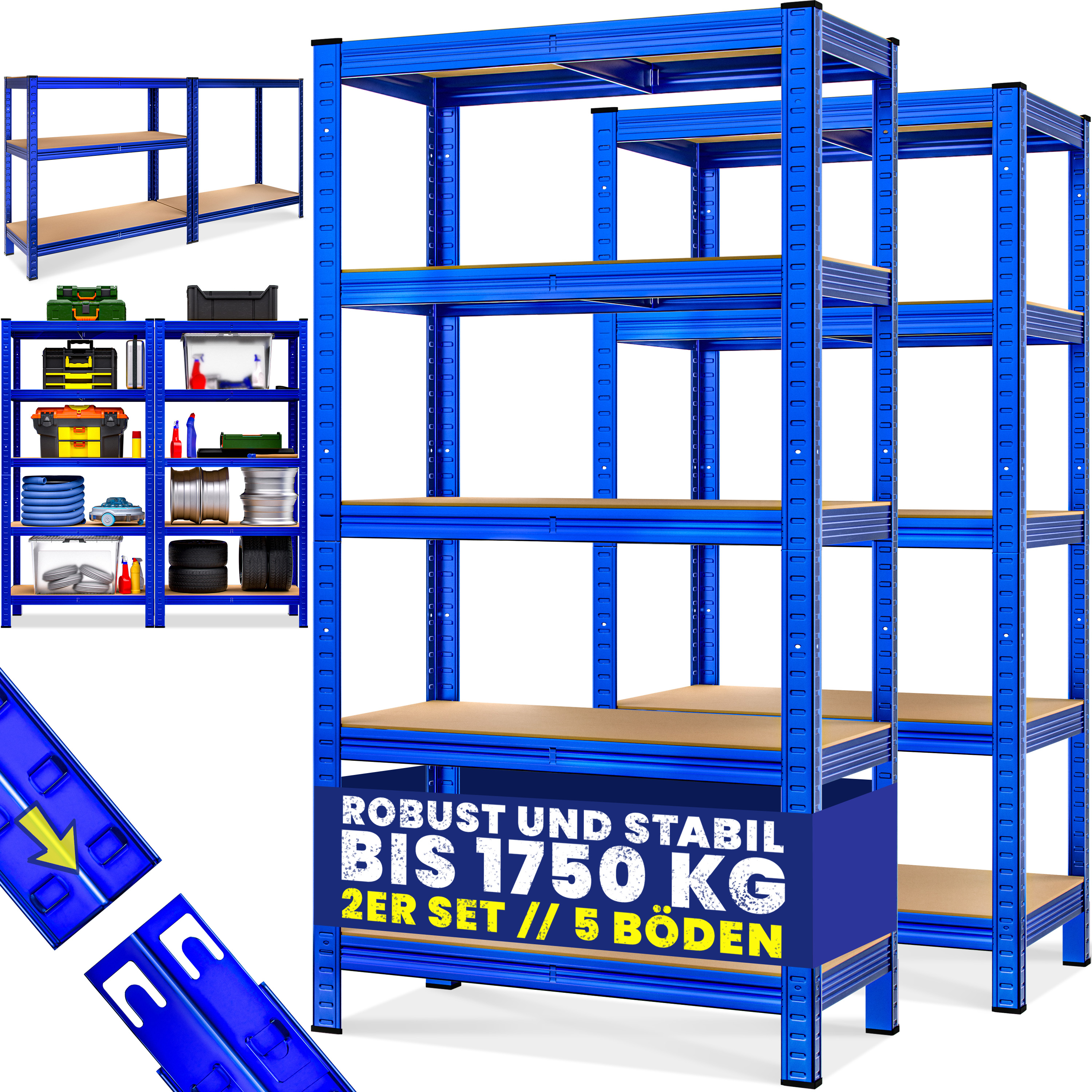 Stellingkast\u00202\u0020Stuks\u0020Blauw\u0020180x90x40cm\u0020tot\u0020875kg