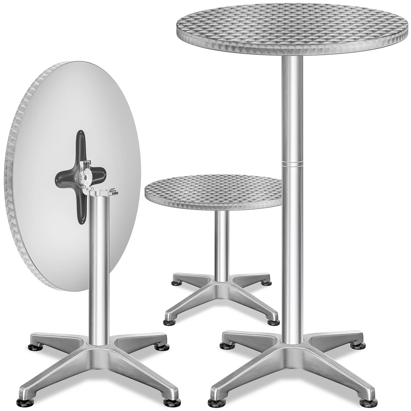Statafel\u0020set\u0020van\u00202\u0020Zilver\u0020aluminium\u0020\u00D860cm\u0020inklapbaar,\u0020in\u0020hoogte\u0020verstelbaar
