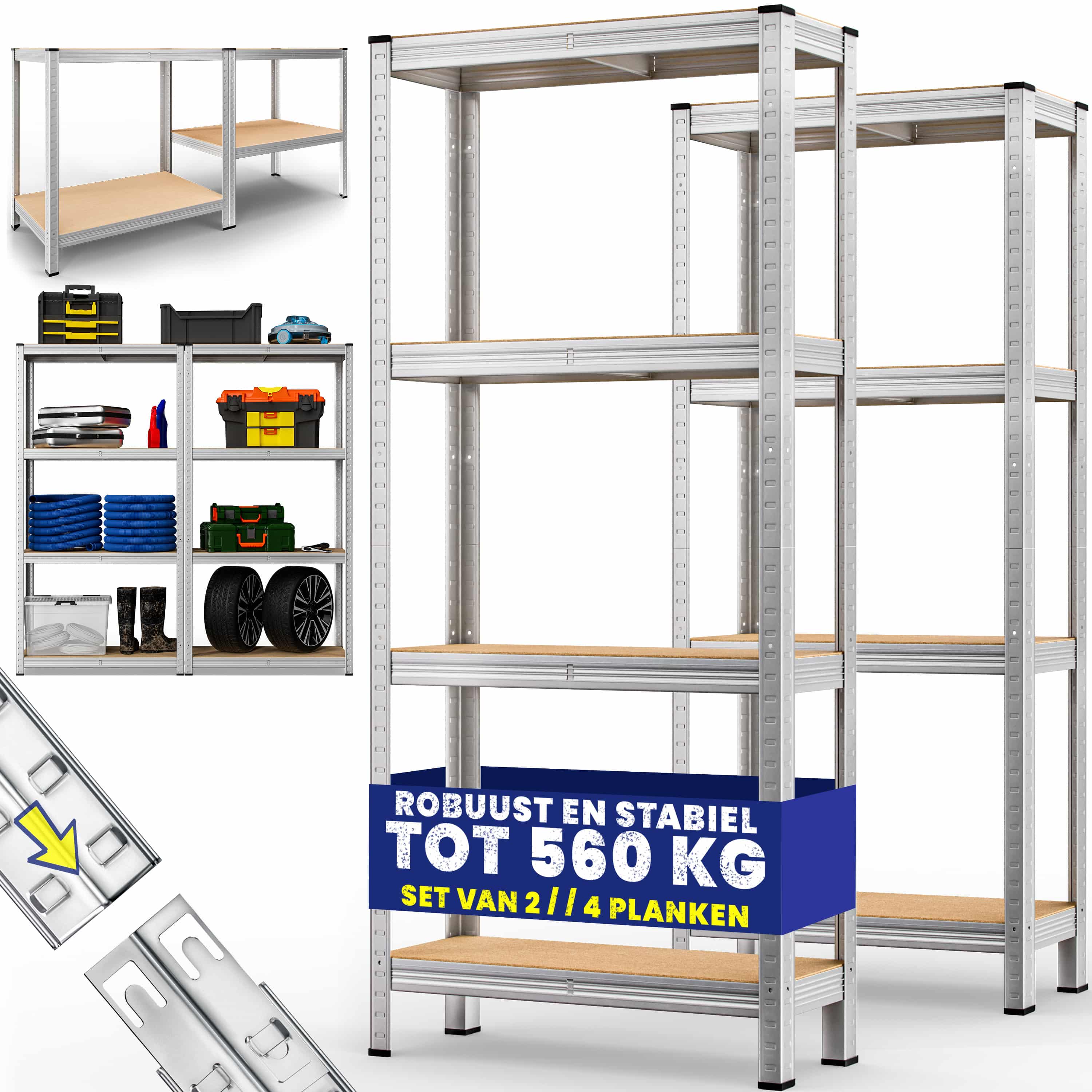 Stellingkast\u00204\u0020Planken\u0020Set\u0020van\u00202\u0020Metaal\u0020max\u0020280kg Stellingkast\u00204\u0020Planken\u0020Set\u0020van\u00202\u0020Metaal\u0020max\u0020280kg