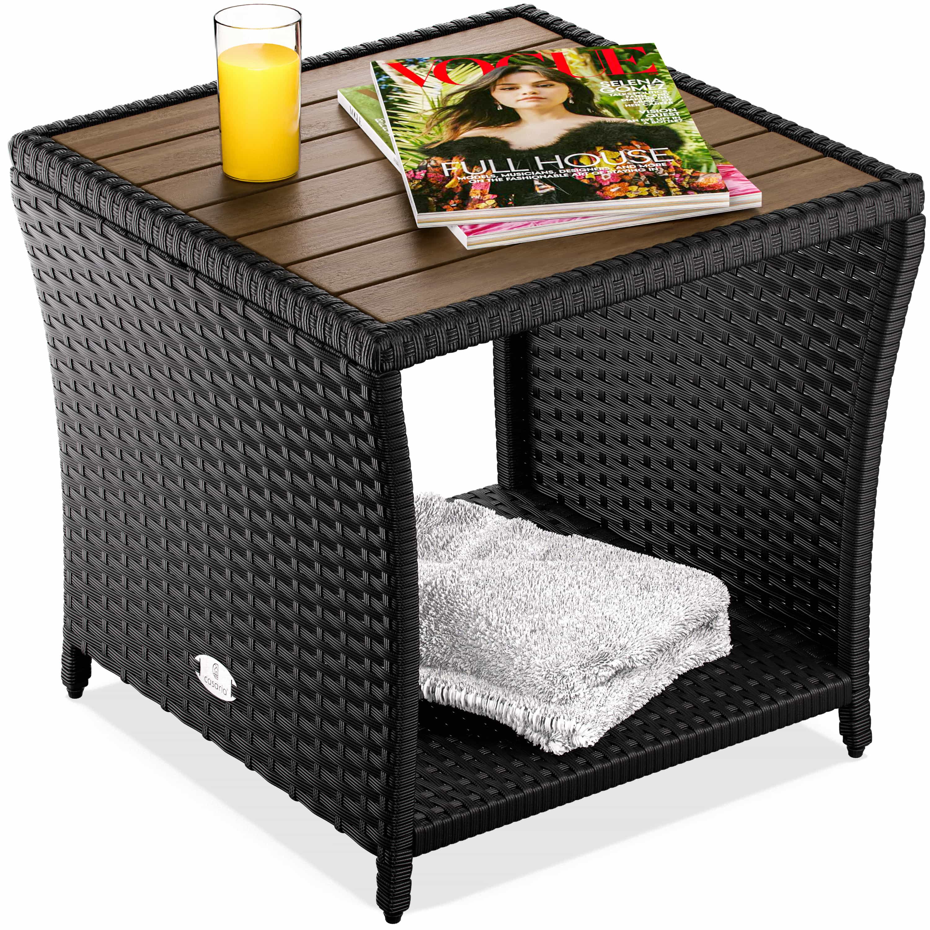 Polyrattan\u0020bijzettafel\u0020zwart\u002045x45x40cm