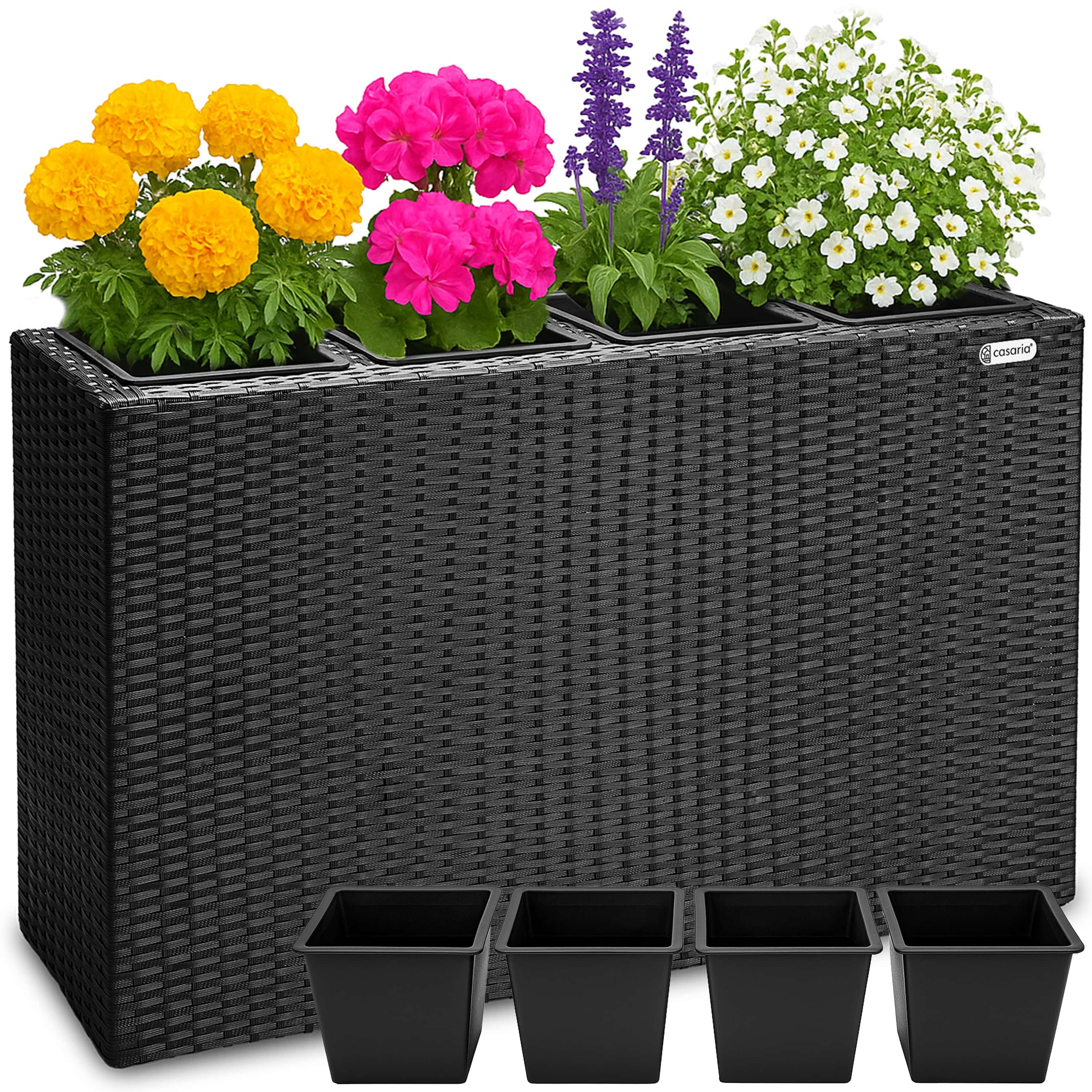 Polyrattan\u0020Bloempot\u0020Zwart\u002095x27x60cm Polyrattan\u0020Bloempot\u0020Zwart\u002095x27x60cm
