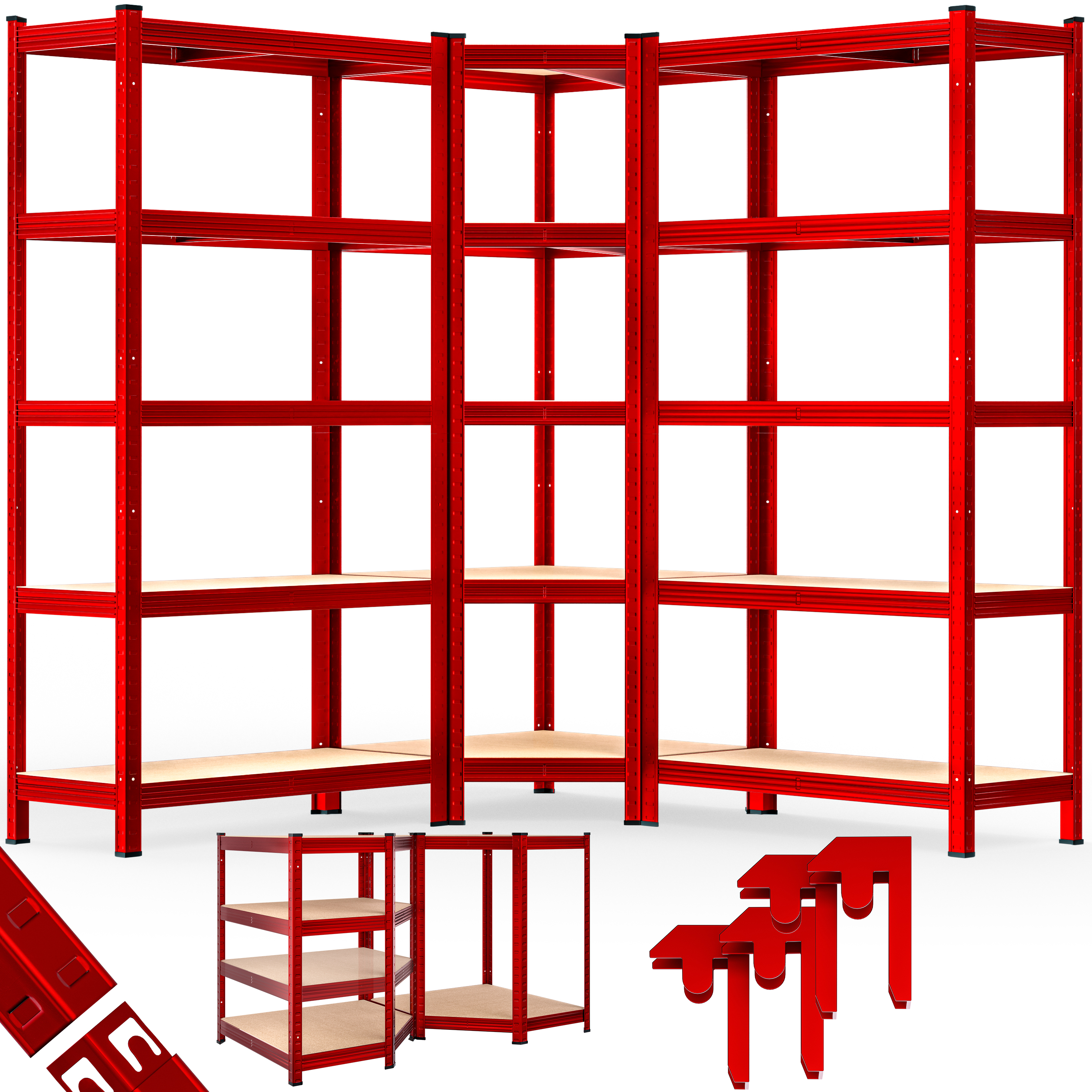 Stellingkast\u0020en\u0020hoekrekken\u0020Rood\u0020875kg\u0020per\u0020stuk\u0020,\u0020set\u0020van\u00203