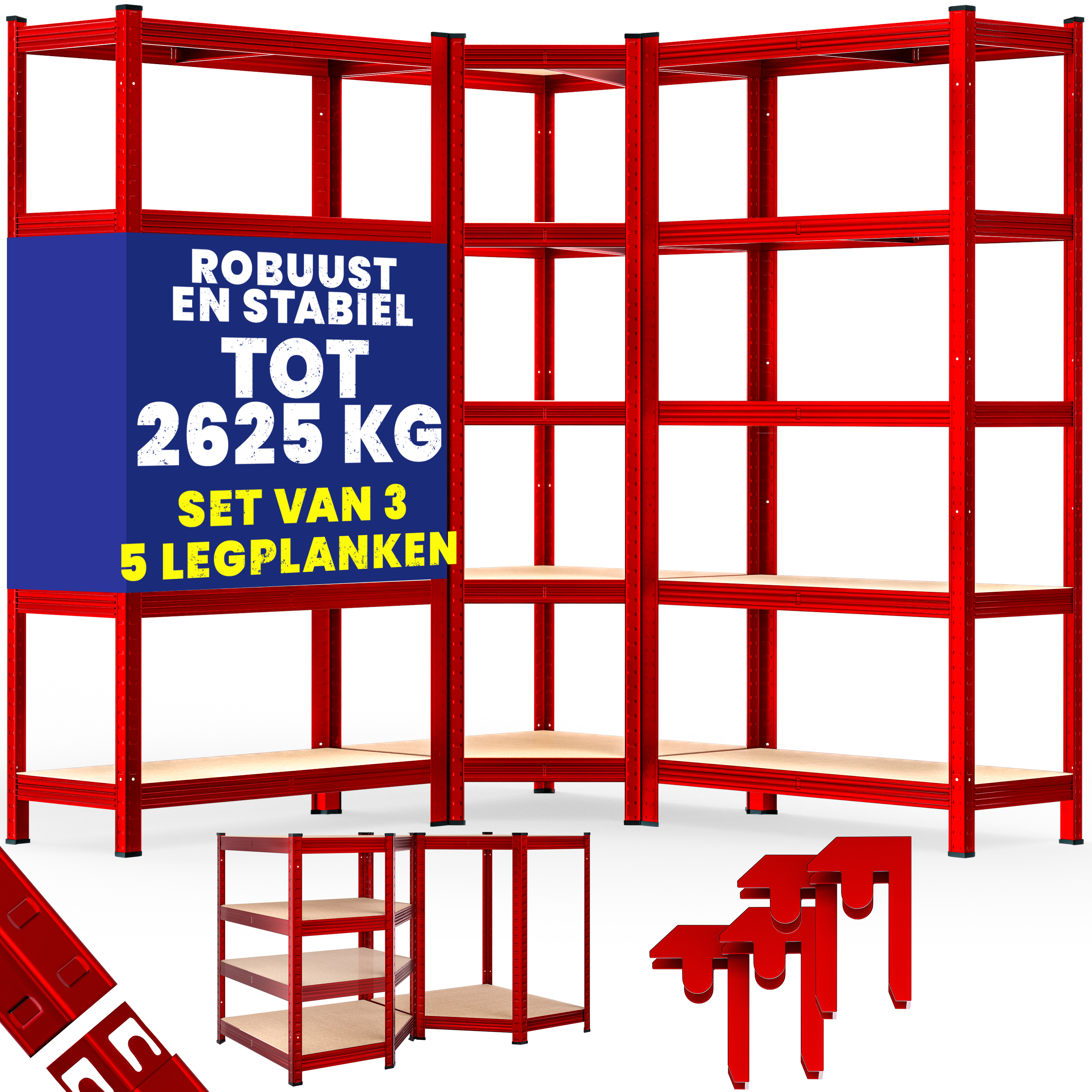Stellingkast\u0020en\u0020hoekrekken\u0020Rood\u0020875kg\u0020per\u0020stuk\u0020,\u0020set\u0020van\u00203