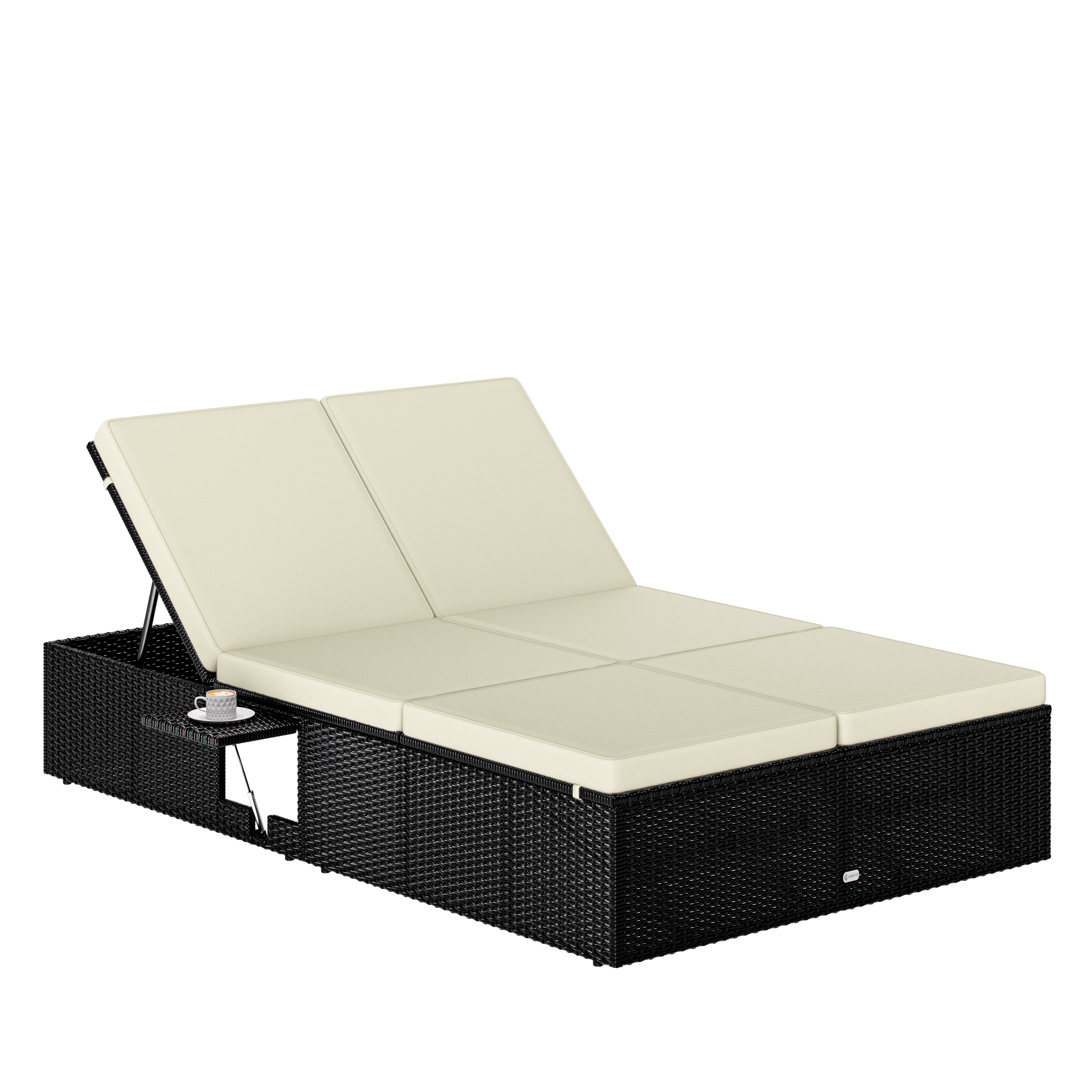 Polyrotan\u0020ligbed\u0020Zwart\u002FCr\u00E8me\u0020200x115x33cm Polyrotan\u0020ligbed\u0020Zwart\u002FCr\u00E8me\u0020200x115x33cm