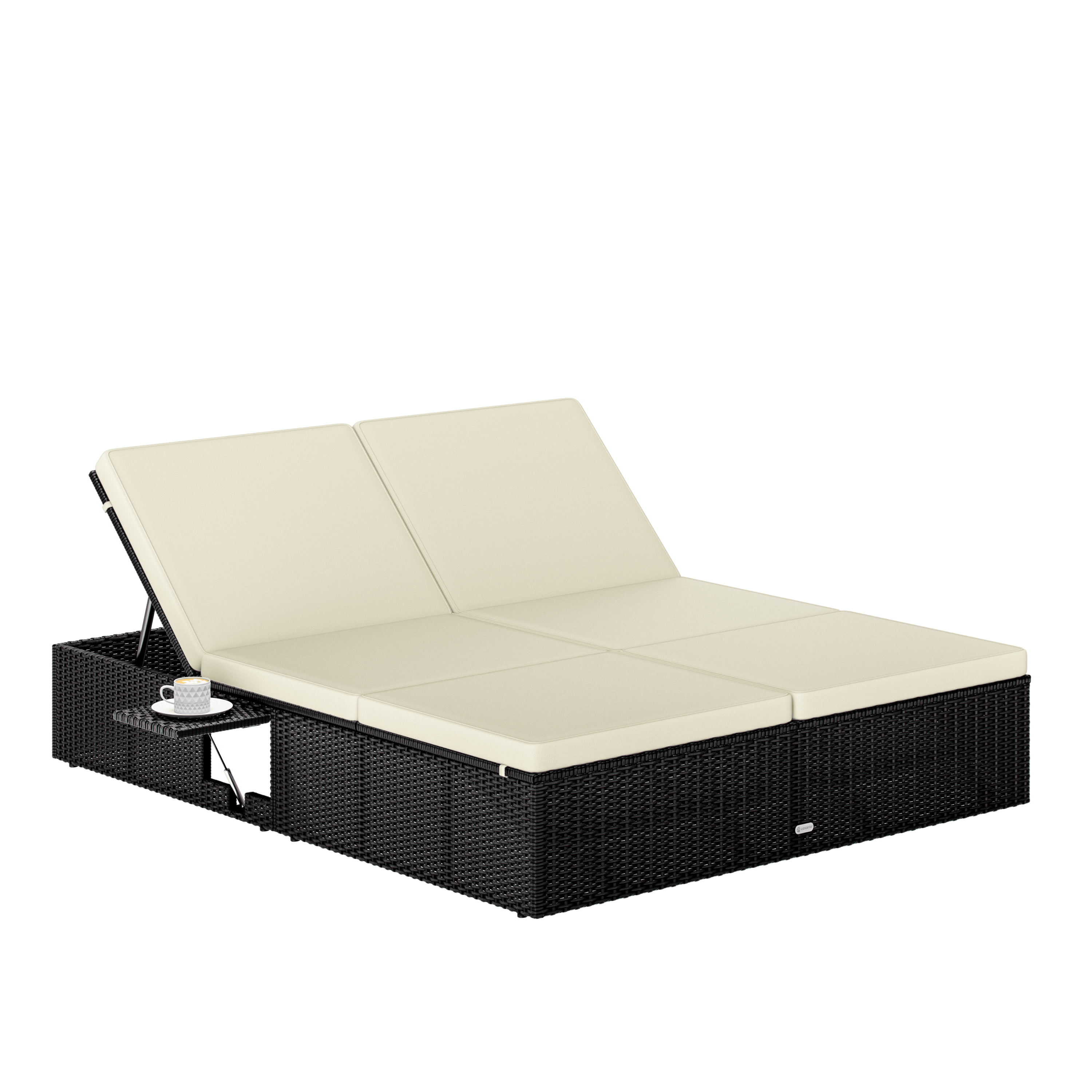 Polyrotan\u0020ligbed\u0020Zwart\u002FCr\u00E8me\u0020200x160x33cm Polyrotan\u0020ligbed\u0020Zwart\u002FCr\u00E8me\u0020200x160x33cm