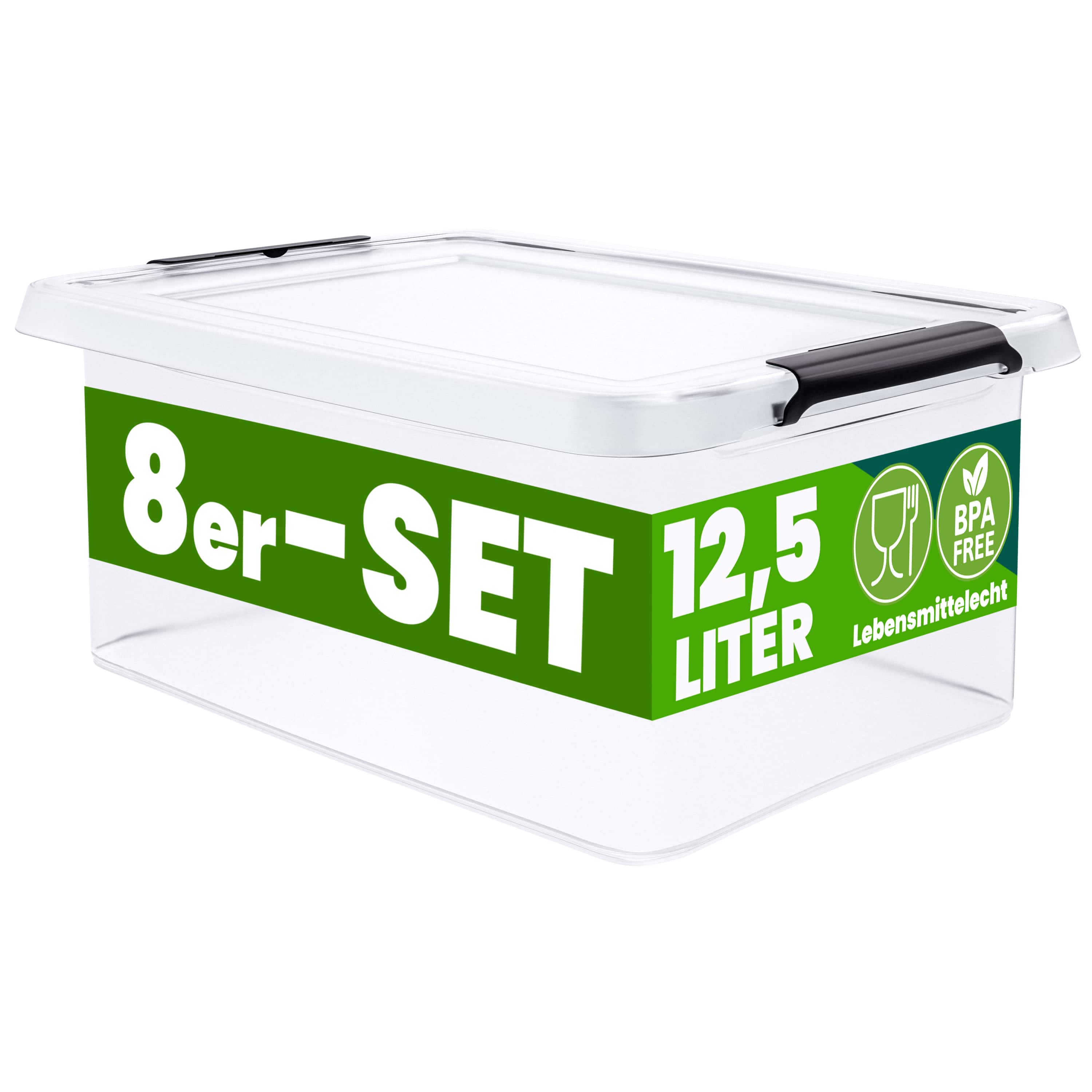 Opbergbox\u00208\u0020Stuks\u0020Transparant\u002039x29x17cm\u002012,5L\u0020stapelbaar