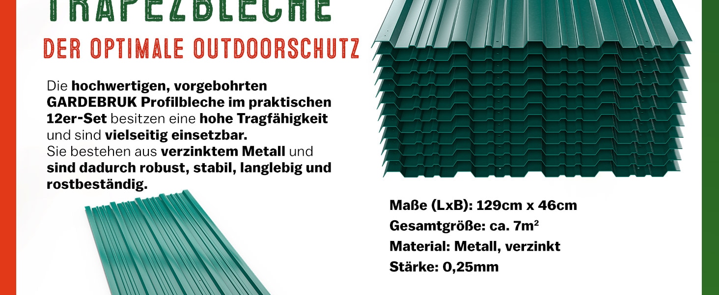 Trapezium\u0020Dakplaten\u002012\u0020Stuks\u0020Groen\u0020Metaal\u0020129x46cm