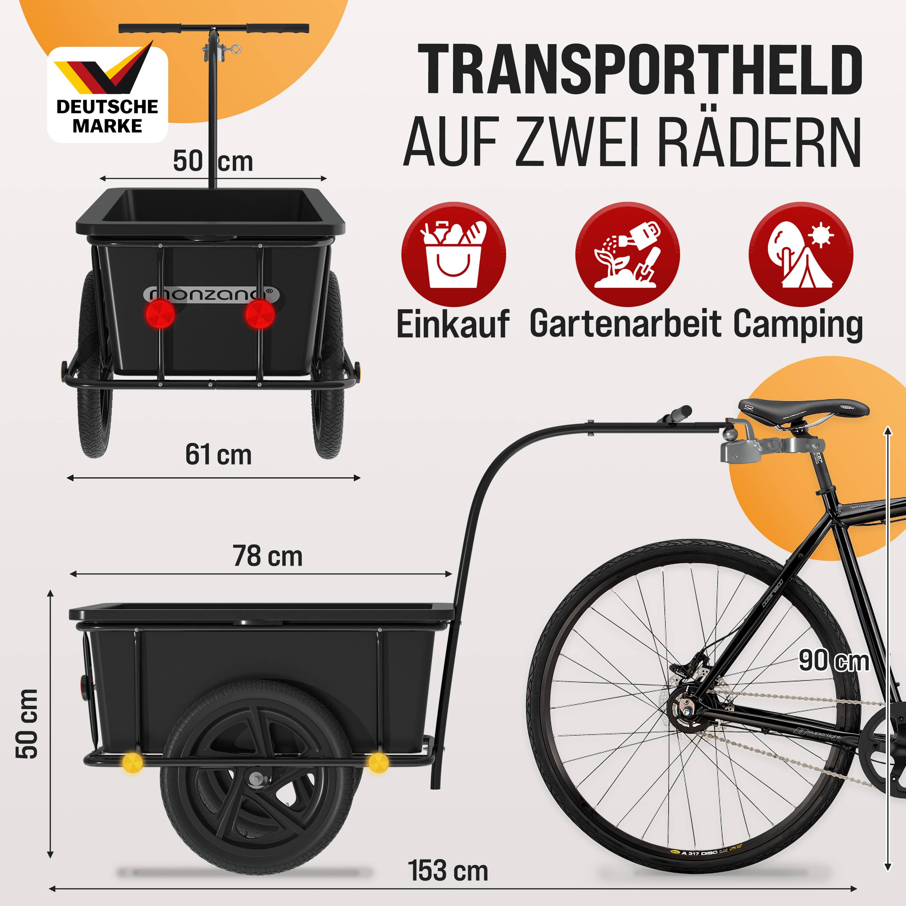 Fietskar\u0020Zwart\u0020Staal\u0020Kunststof\u002071x50x31cm\u002090\u0020Liter