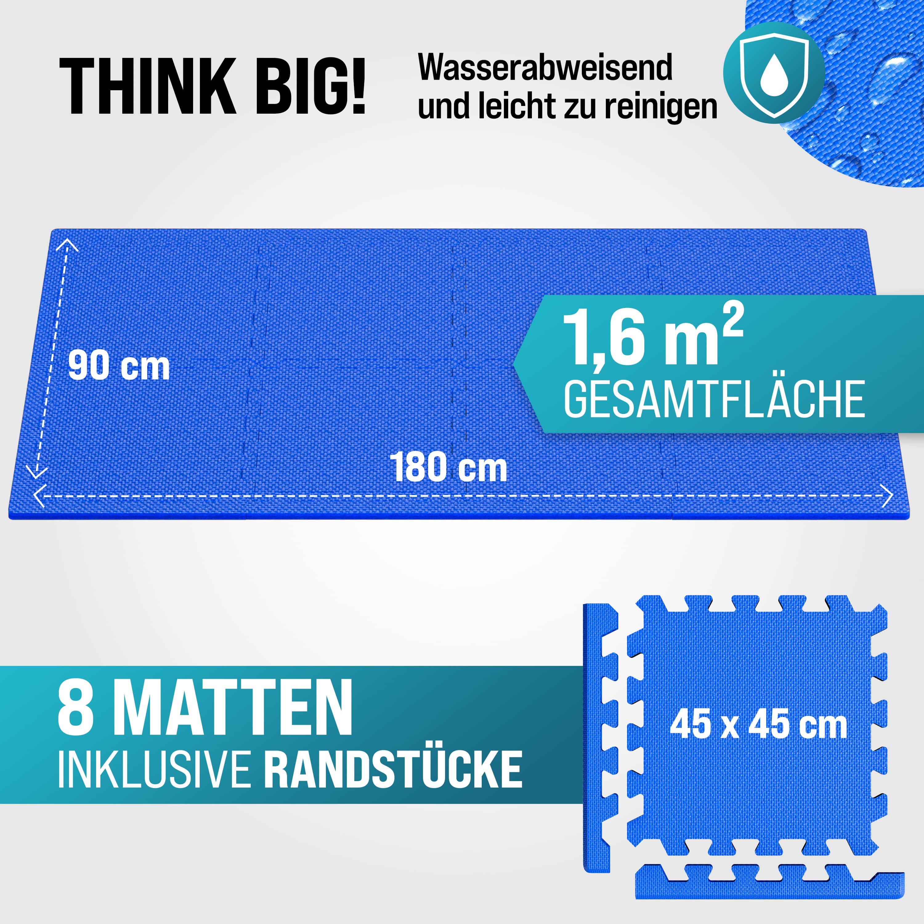 Puzzelmat\u0020Set\u0020van\u00208\u0020Blauw\u0020EVA\u002DSchuim\u002045x45x1cm