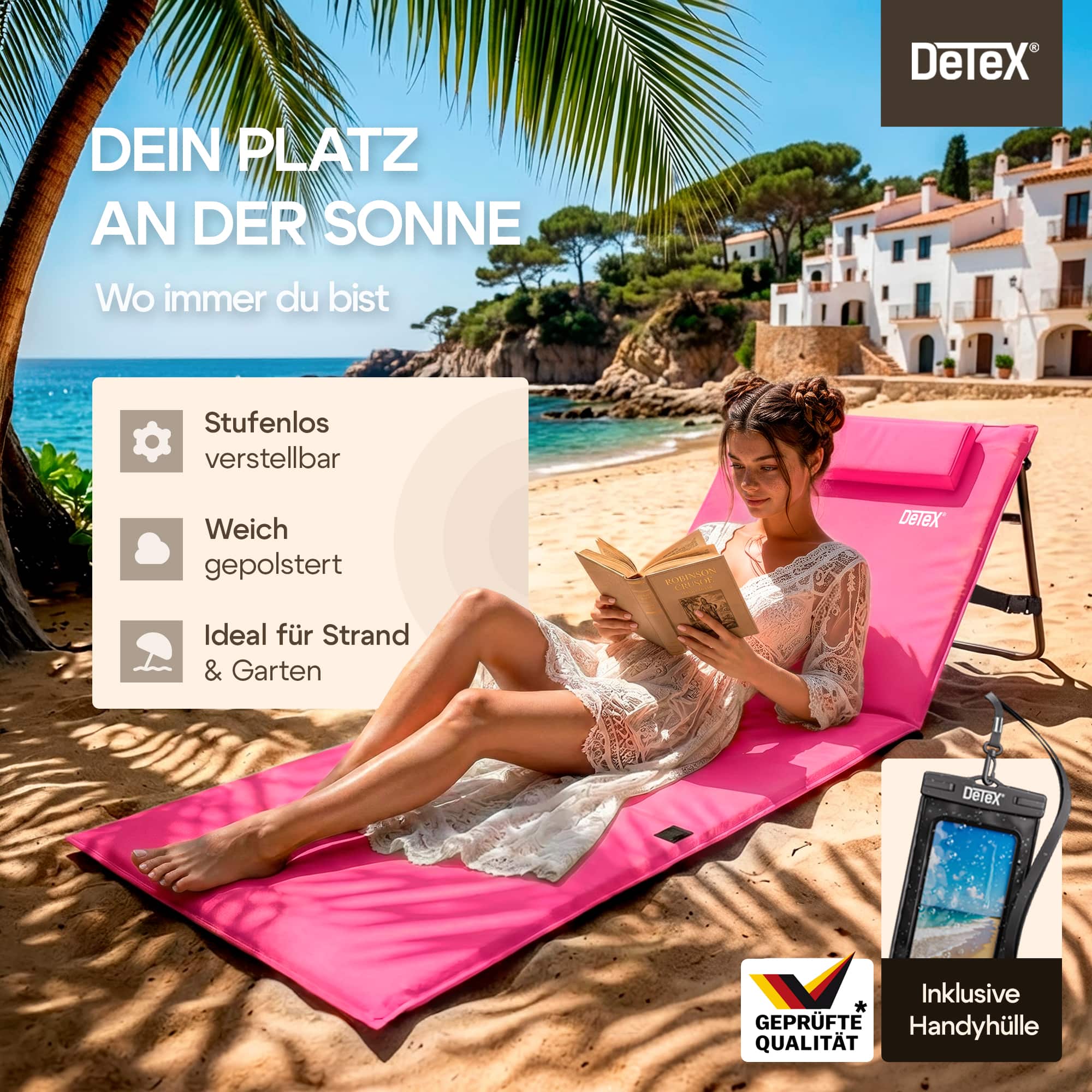Roze\u0020strandmat\u0020158x56x46cm\u0020gestoffeerd Roze\u0020strandmat\u0020158x56x46cm\u0020gestoffeerd