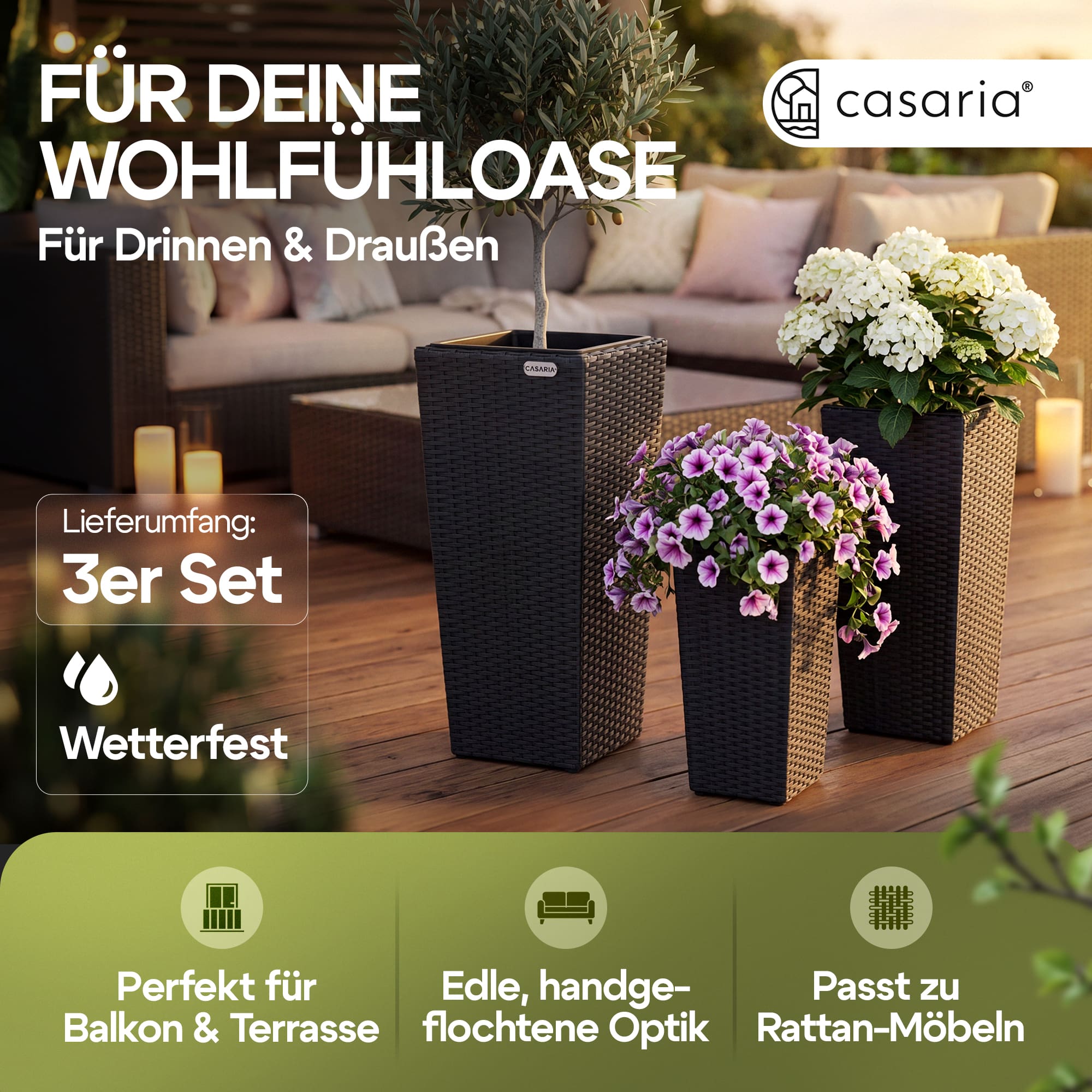 Polyrattan\u0020Bloempot\u0020Set\u0020van\u00203\u0020Zwart Polyrattan\u0020Bloempot\u0020Set\u0020van\u00203\u0020Zwart